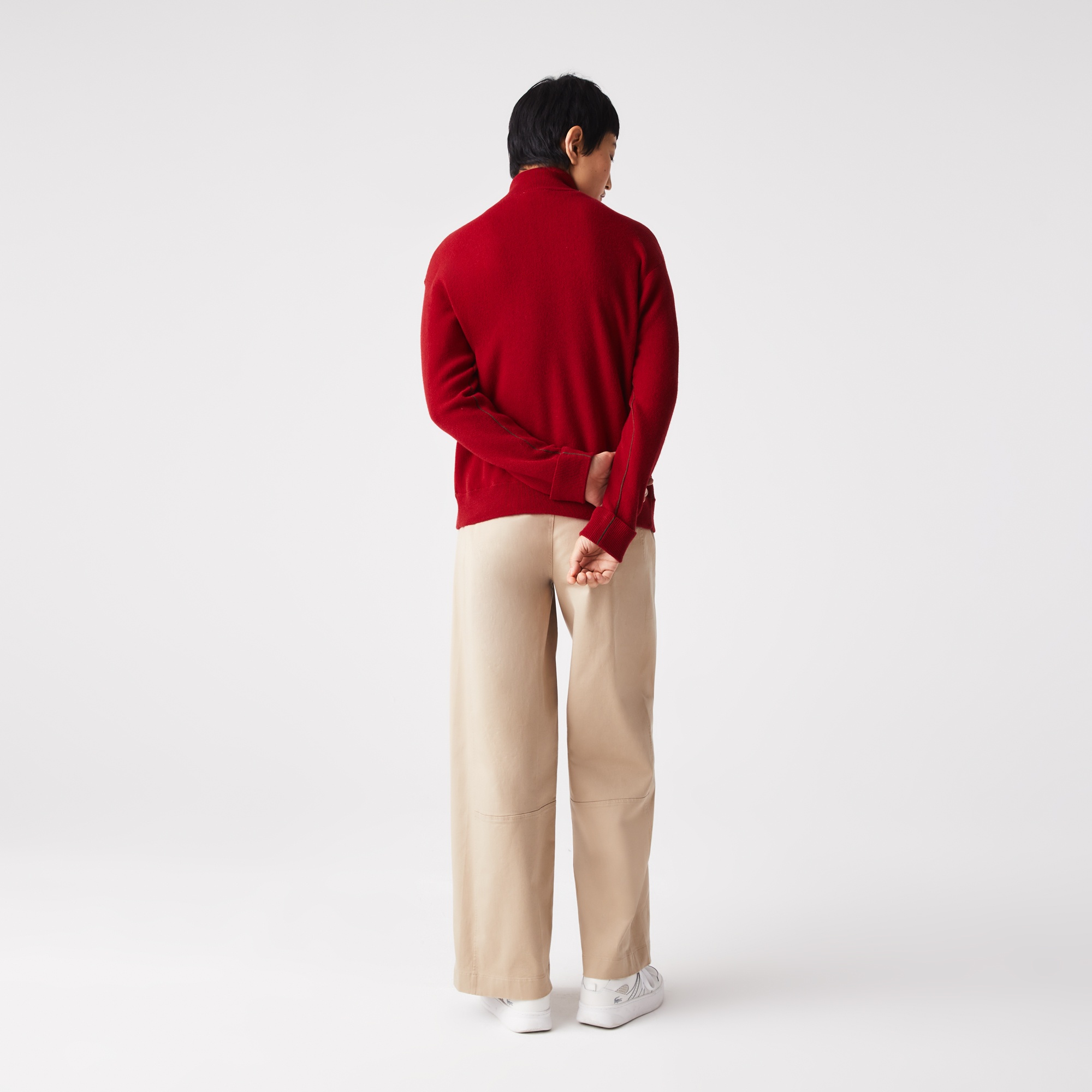 Lacoste Kadın Boğazlı Yaka Yün Kırmızı Kazak