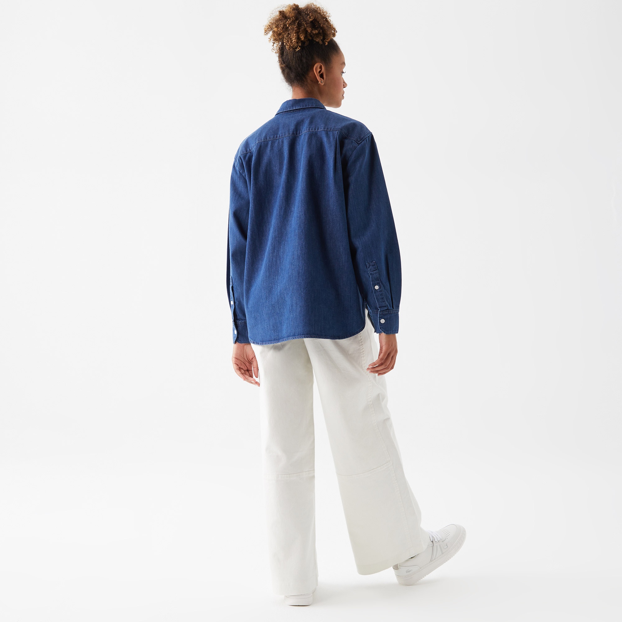 Lacoste Kadın Relaxed Fit Denim Lacivert  Gömlek