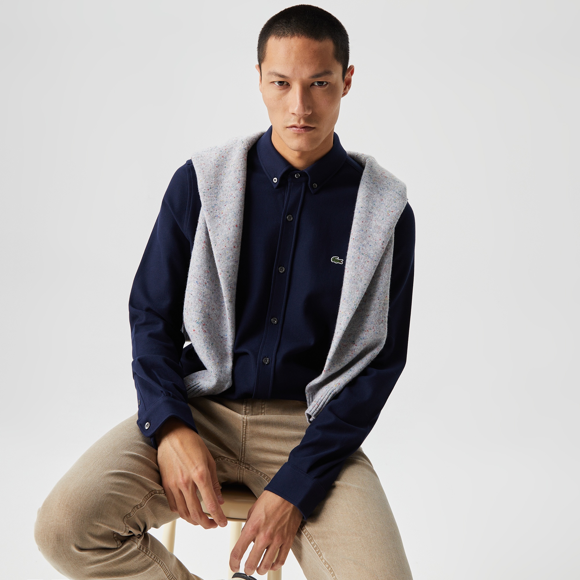 Lacoste Erkek Slim Fit Lacivert Gömlek
