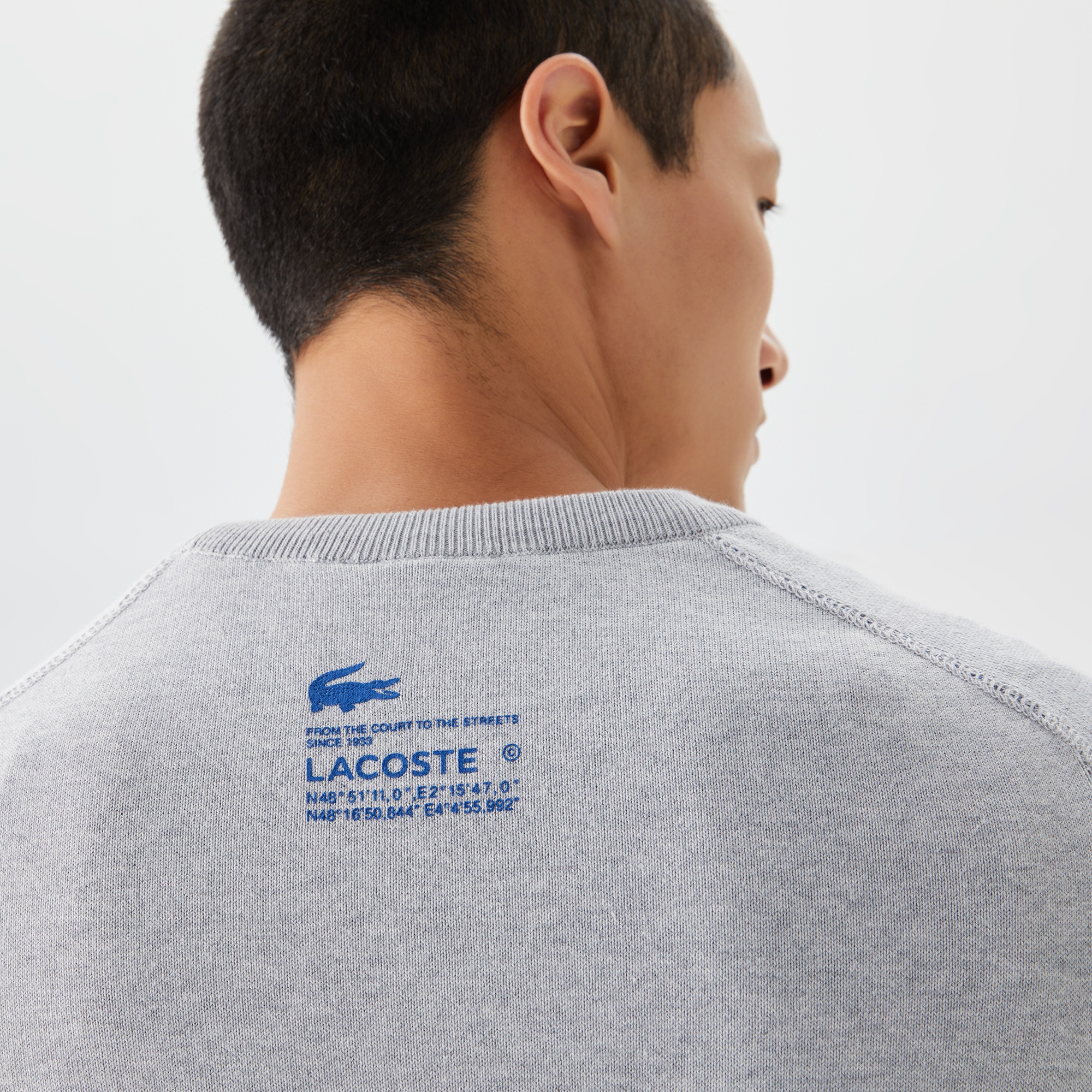 Lacoste Erkek Bisiklet Yaka Renk Bloklu Gri Kazak