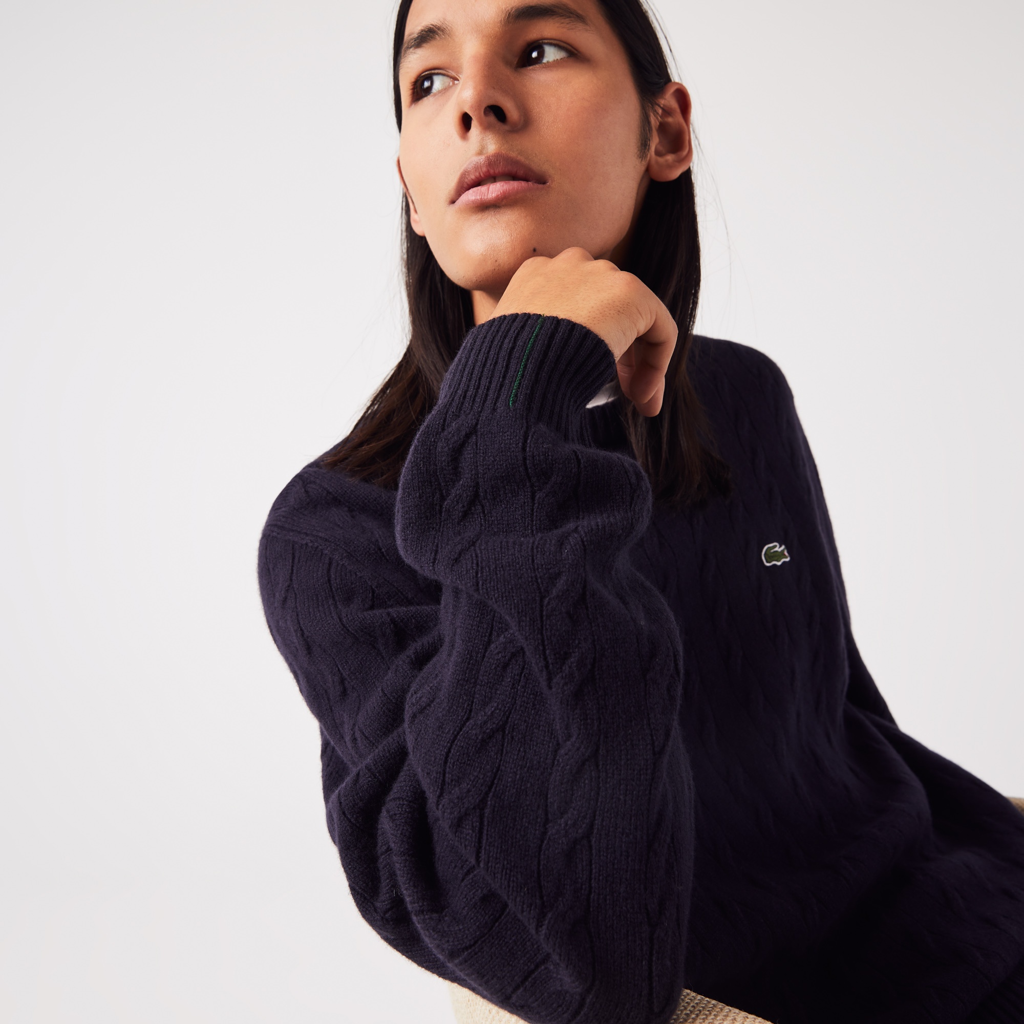 Lacoste Erkek Bisiklet Yaka Yün Lacivert Kazak