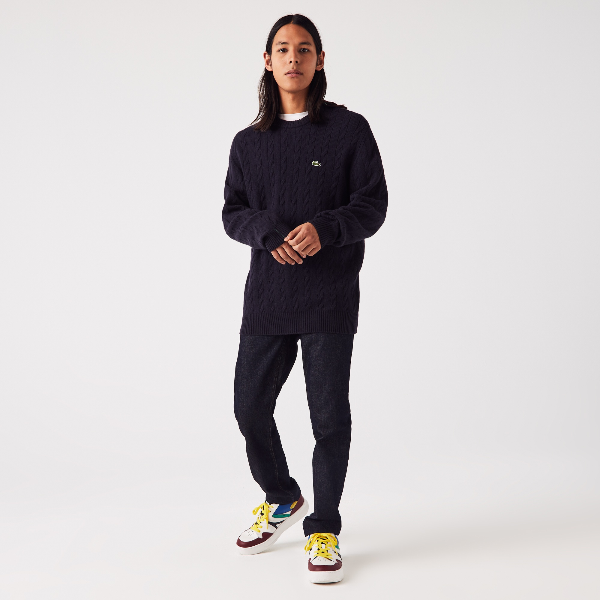 Lacoste Erkek Bisiklet Yaka Yün Lacivert Kazak