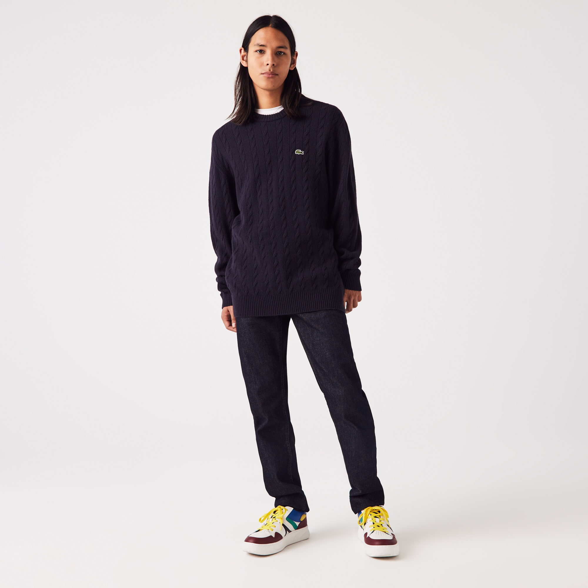 Lacoste Erkek Bisiklet Yaka Yün Lacivert Kazak