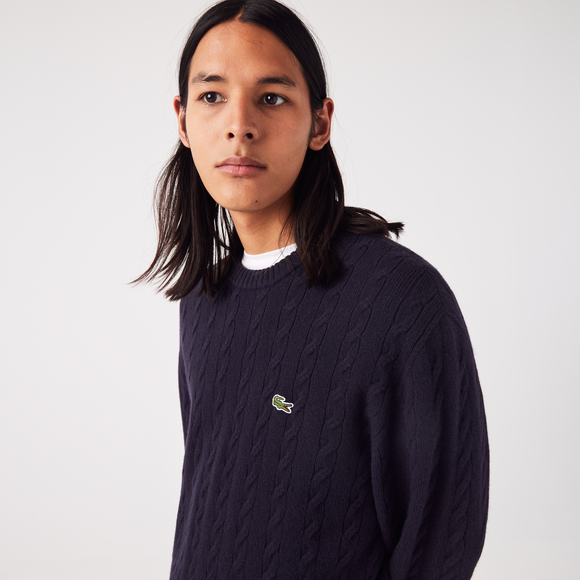 Lacoste Erkek Bisiklet Yaka Yün Lacivert Kazak