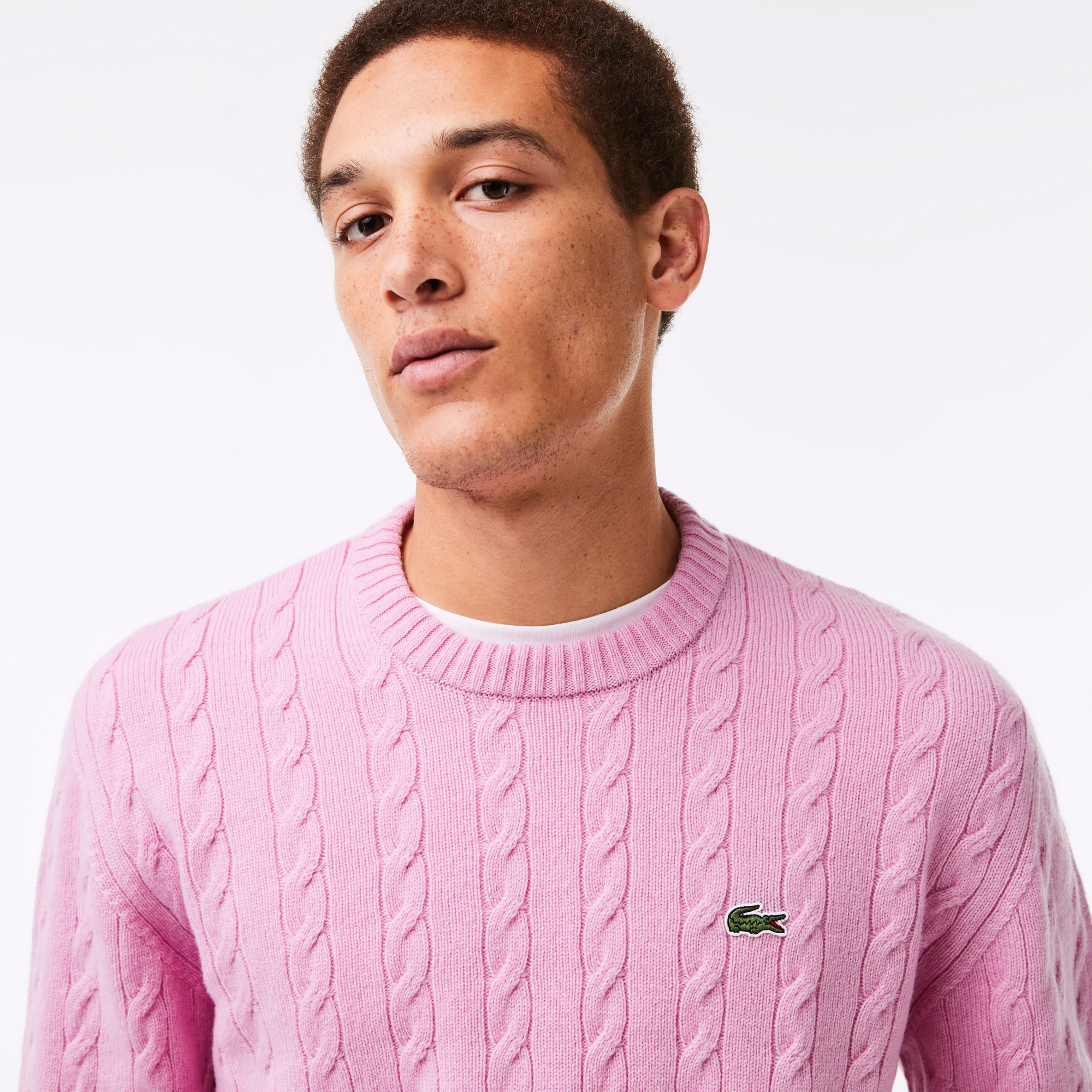 Lacoste Erkek Bisiklet Yaka Yün Pembe Kazak