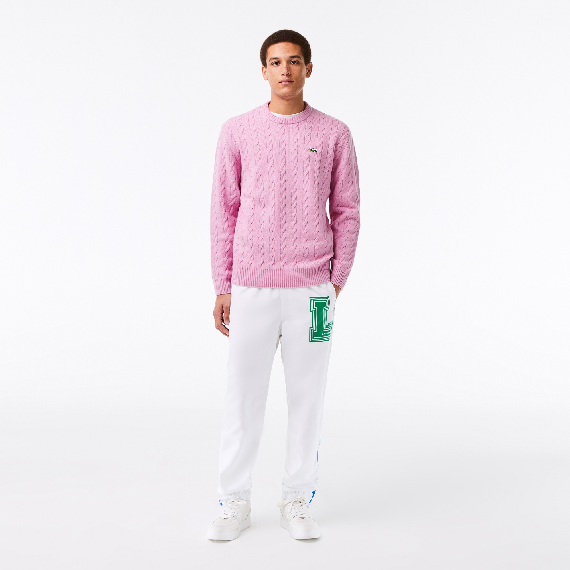 Lacoste Erkek Bisiklet Yaka Yün Pembe Kazak