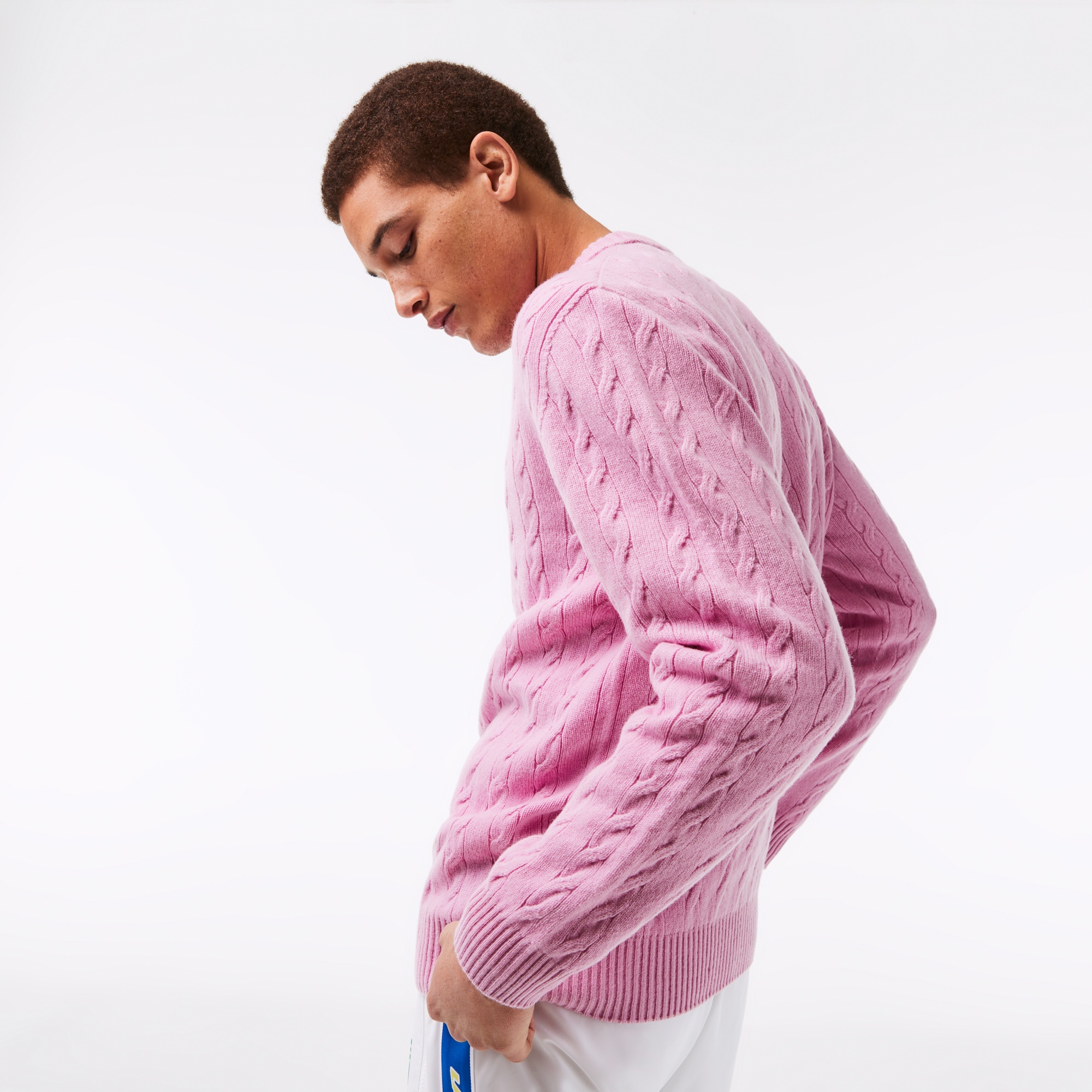 Lacoste Erkek Bisiklet Yaka Yün Pembe Kazak