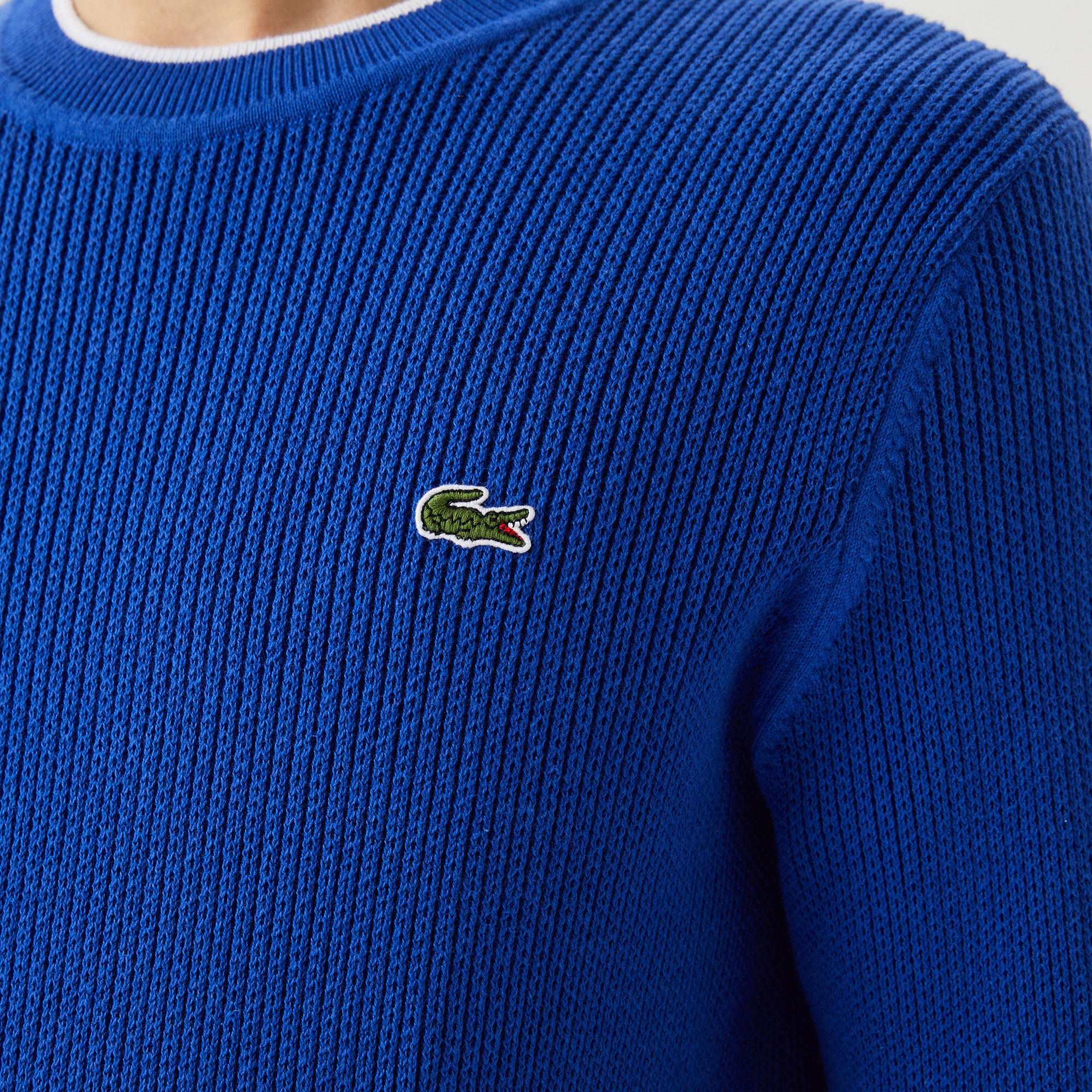 Lacoste Erkek Regular Fit Bisiklet Yaka Mavi Kazak