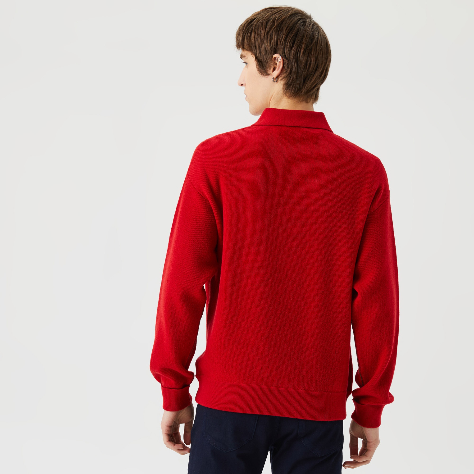 Lacoste Erkek Polo Yaka Yün Kırmızı Kazak