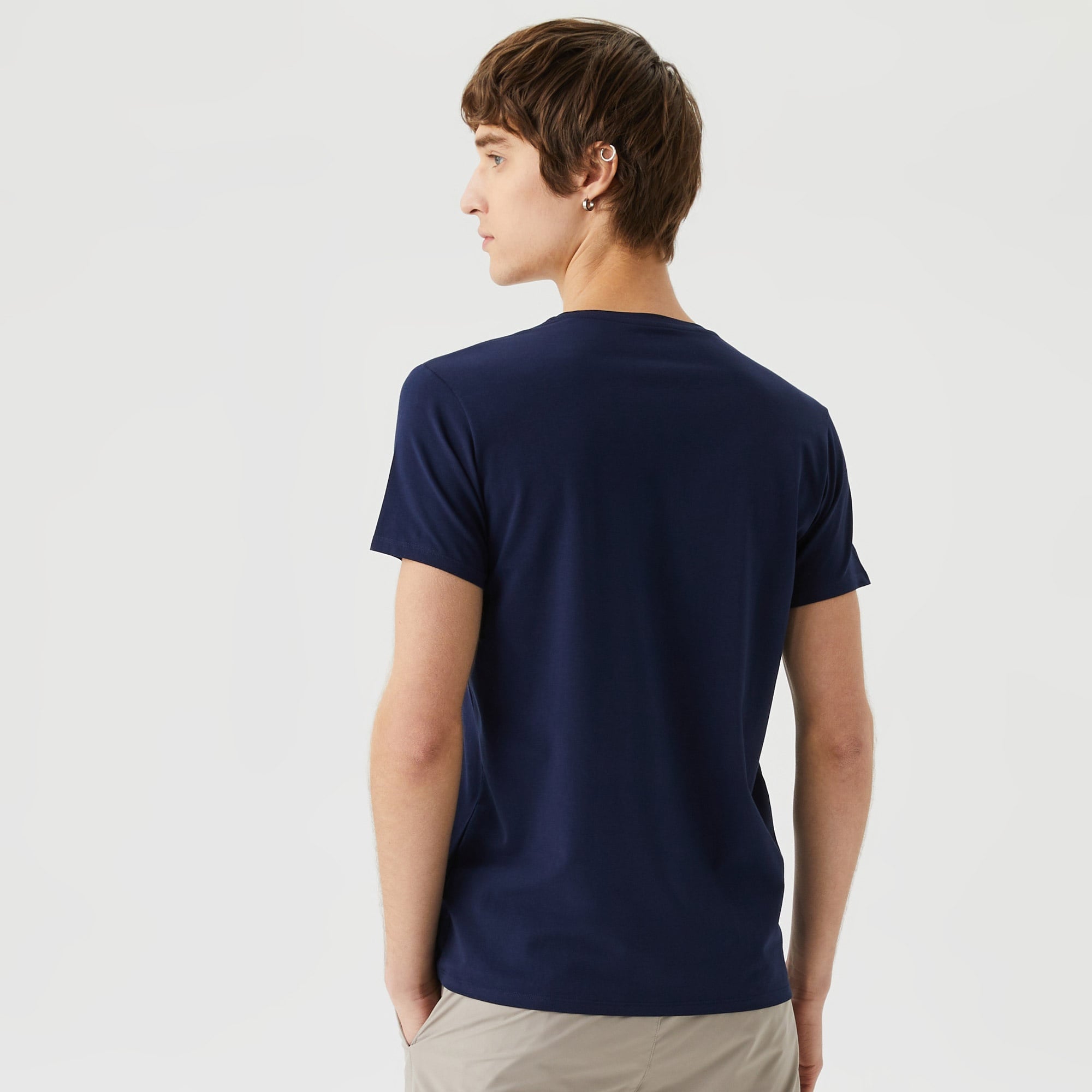 Lacoste Erkek Slim Fit V Yaka Lacivert T-Shirt