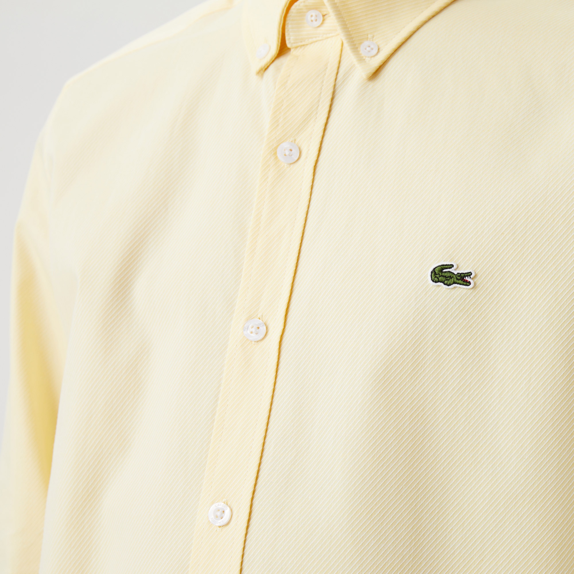 Lacoste Erkek Slim Fit Düğmeli Yaka Sarı Gömlek