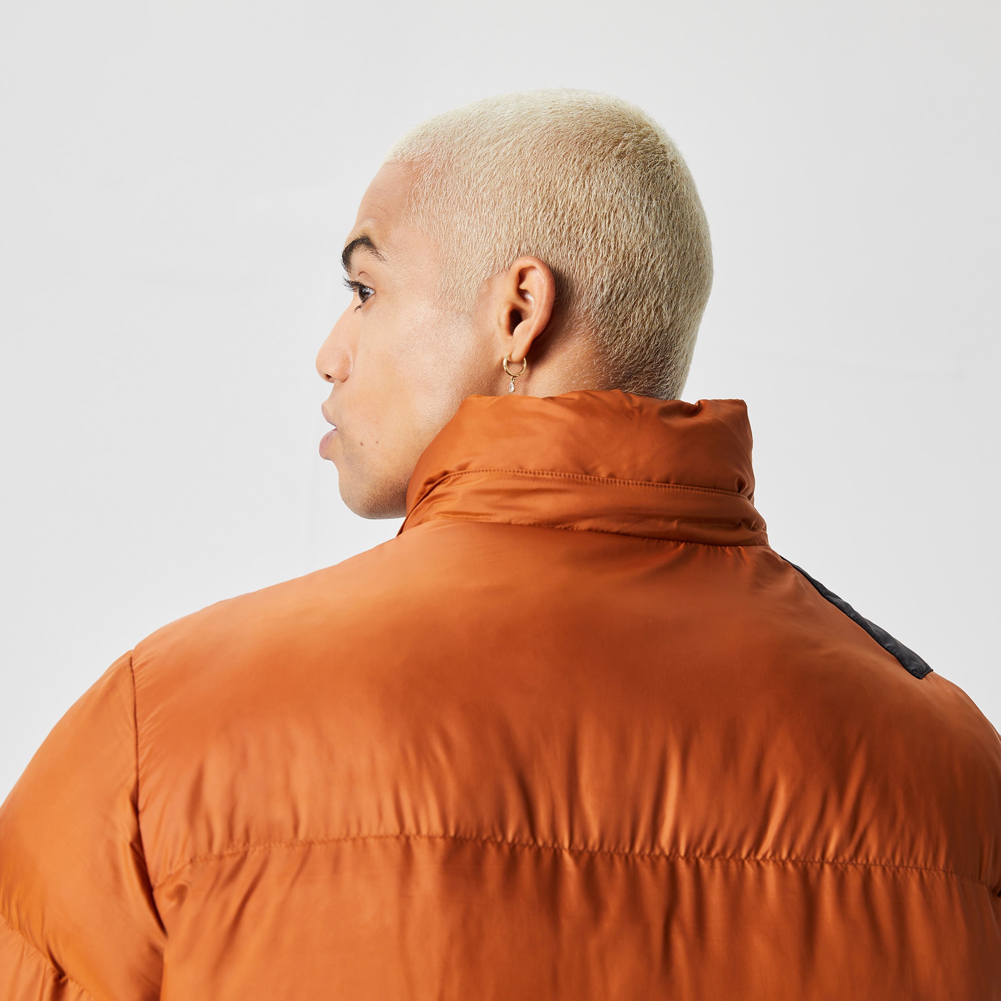 Lacoste Erkek Oversize Kapüşonlu Baskılı Suya Dayanıklı Kahverengi Şişme Mont