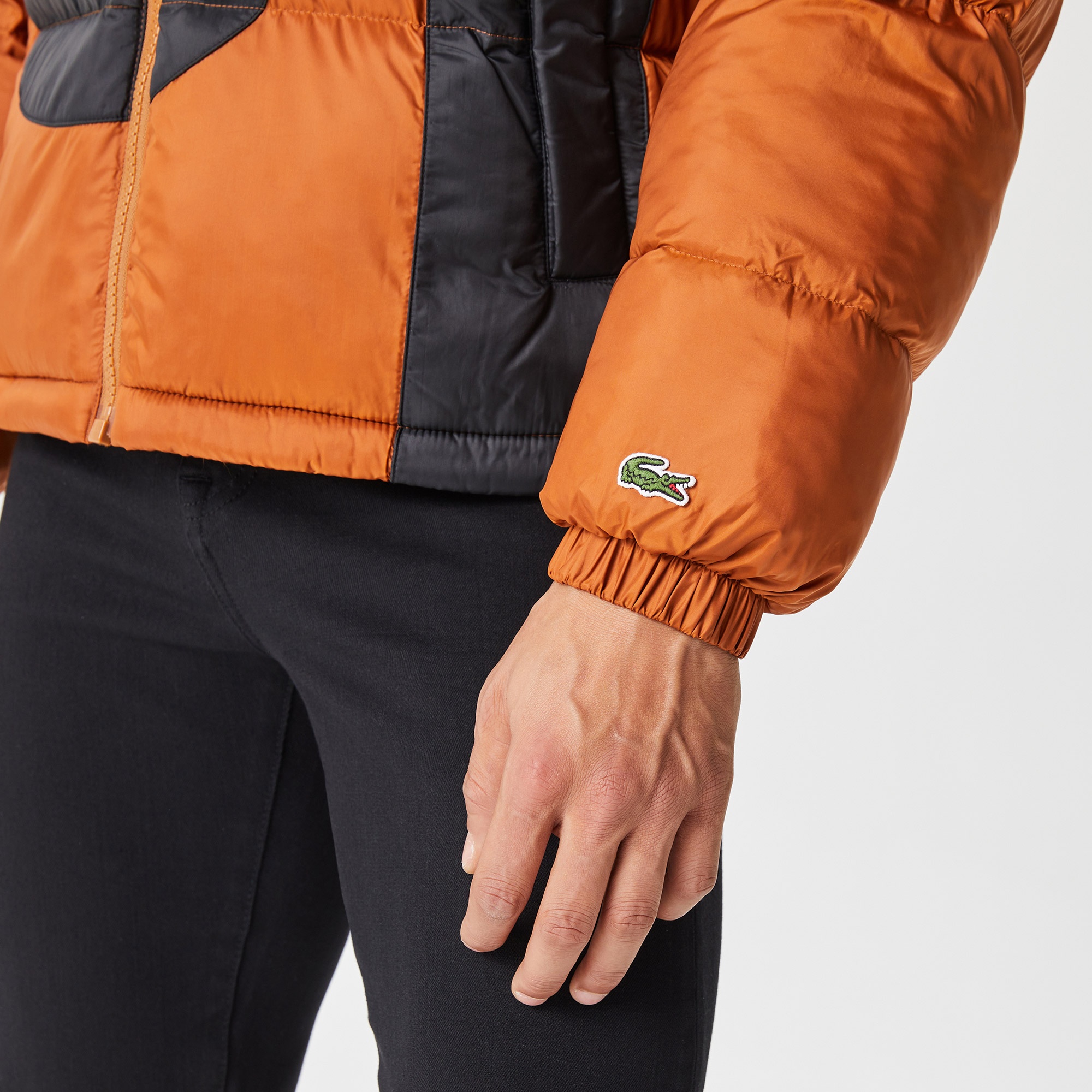 Lacoste Erkek Oversize Kapüşonlu Baskılı Suya Dayanıklı Kahverengi Şişme Mont