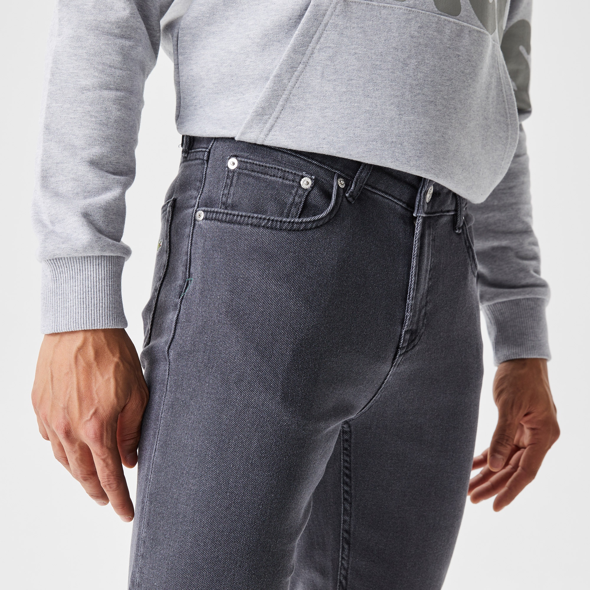 Lacoste Erkek Slim Fit Denim Koyu Gri Pantolon