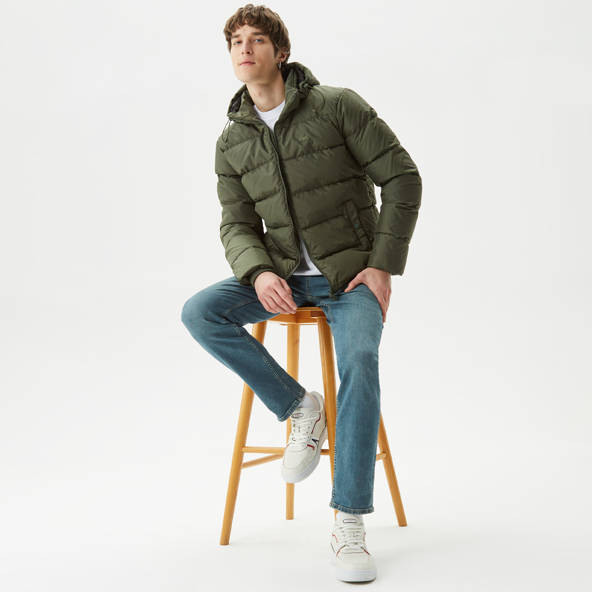 Lacoste Erkek Kapüşonlu Kapitone Koyu Yeşil Mont BH2347.47H | Lacoste
