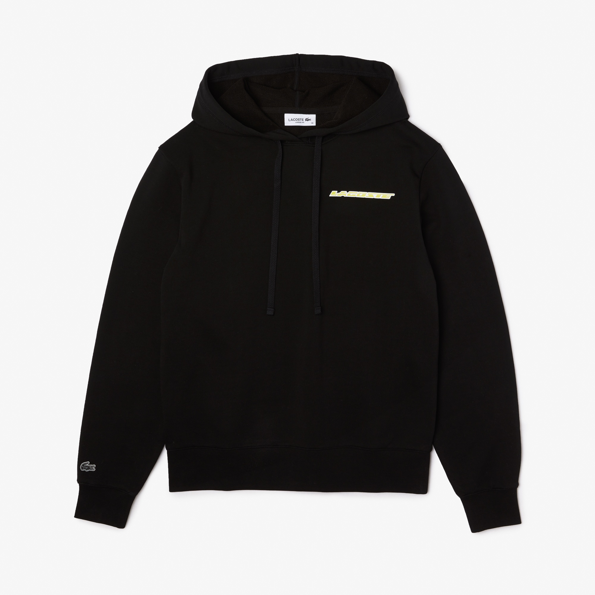 Lacoste Kadın Loose Fit Kapüşonlu Baskılı Siyah Sweatshirt