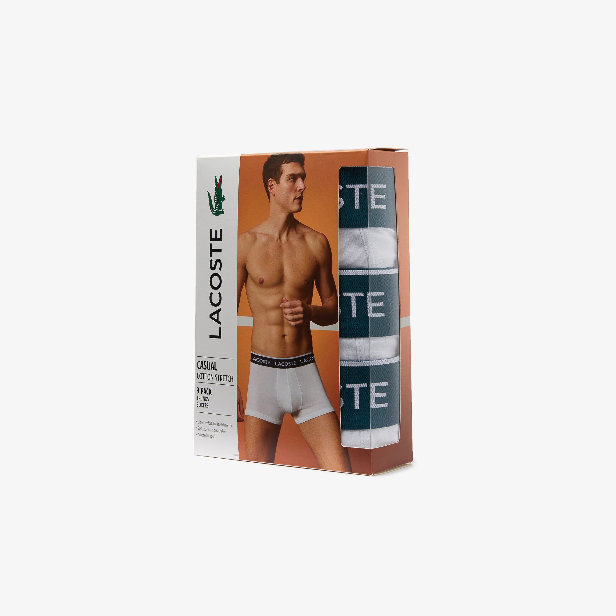 Lacoste Active Erkek 3'lü Beyaz Boxer