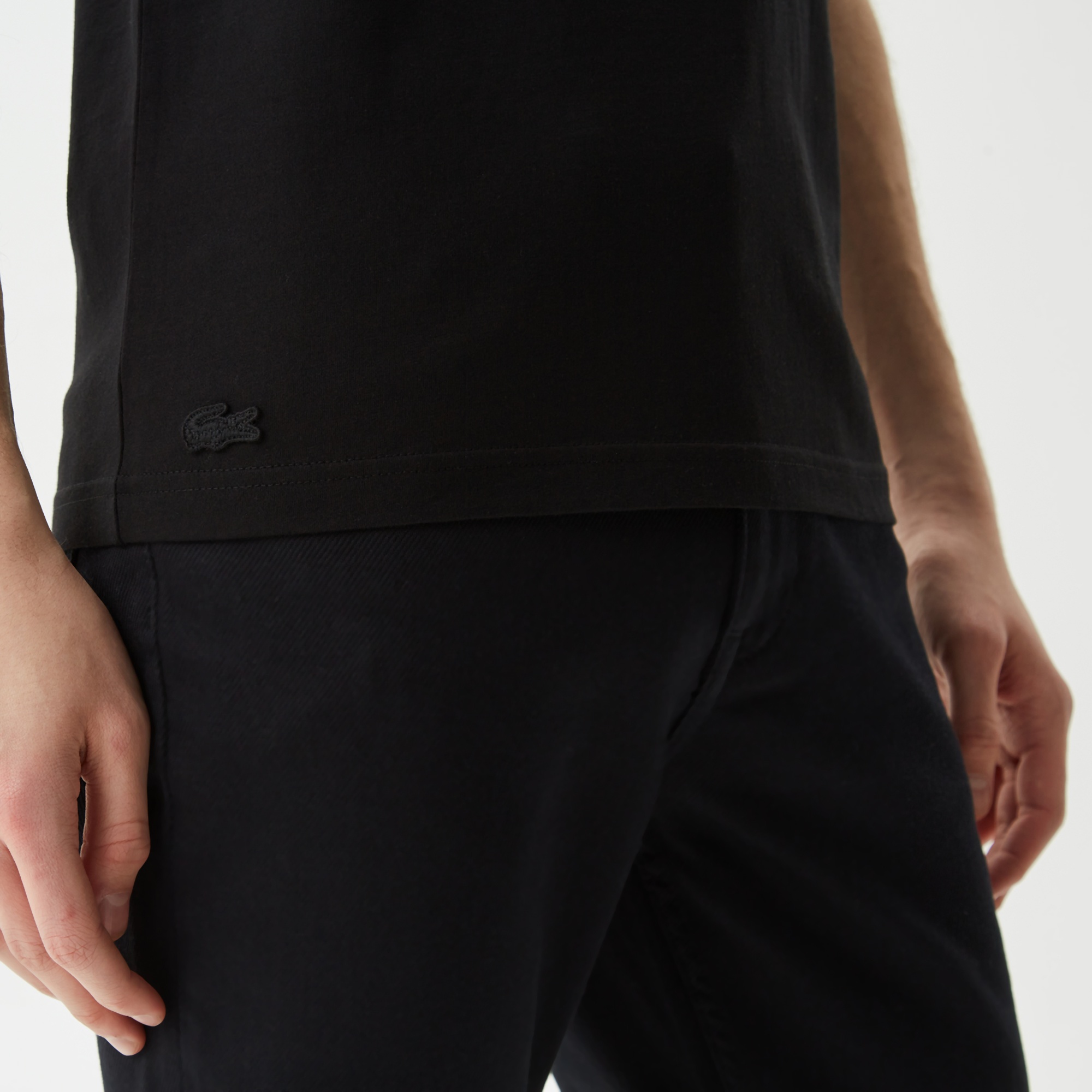 Lacoste Erkek Slim Fit Bisiklet Yaka Baskılı Siyah T-Shirt