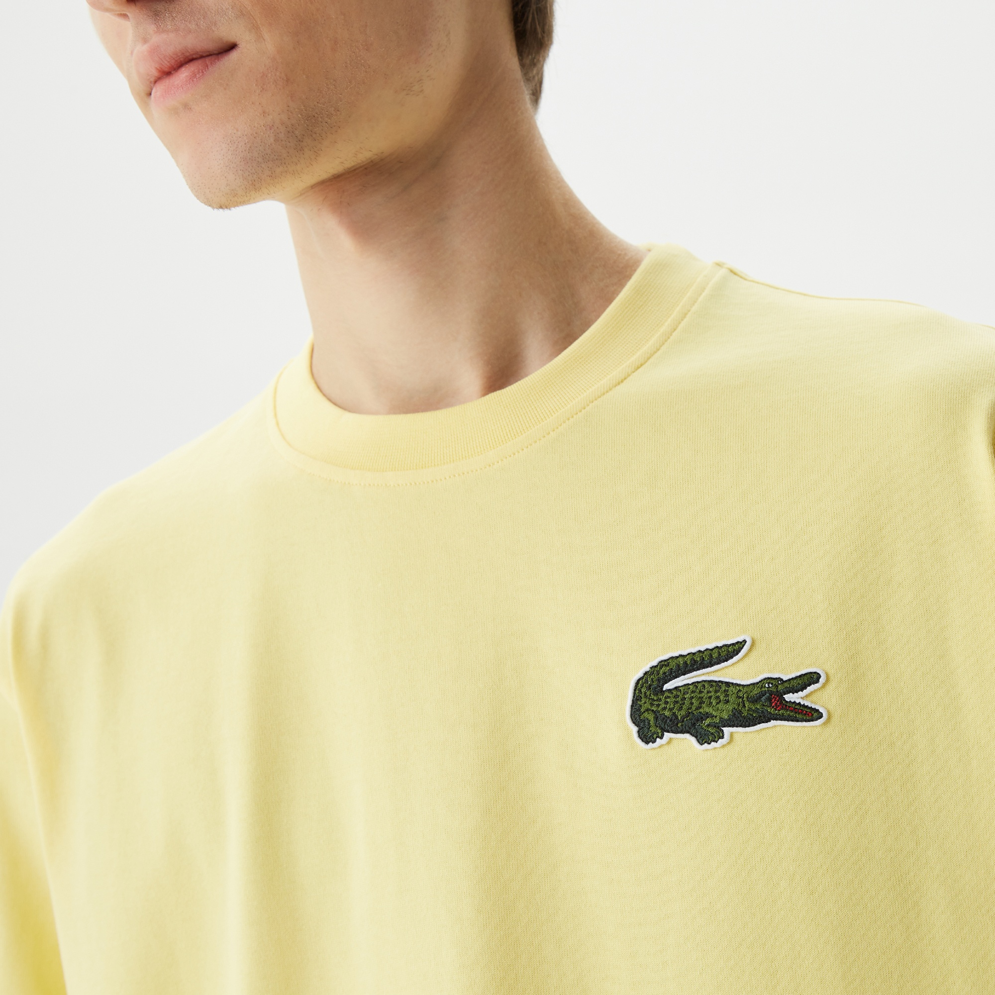 Lacoste Unisex Relaxed Fit Bisiklet Yaka Organik Pamuk Sarı T-Shirt