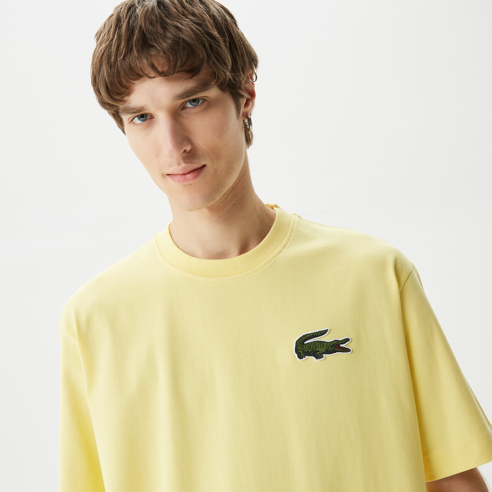 Lacoste Unisex Relaxed Fit Bisiklet Yaka Organik Pamuk Sarı T-Shirt