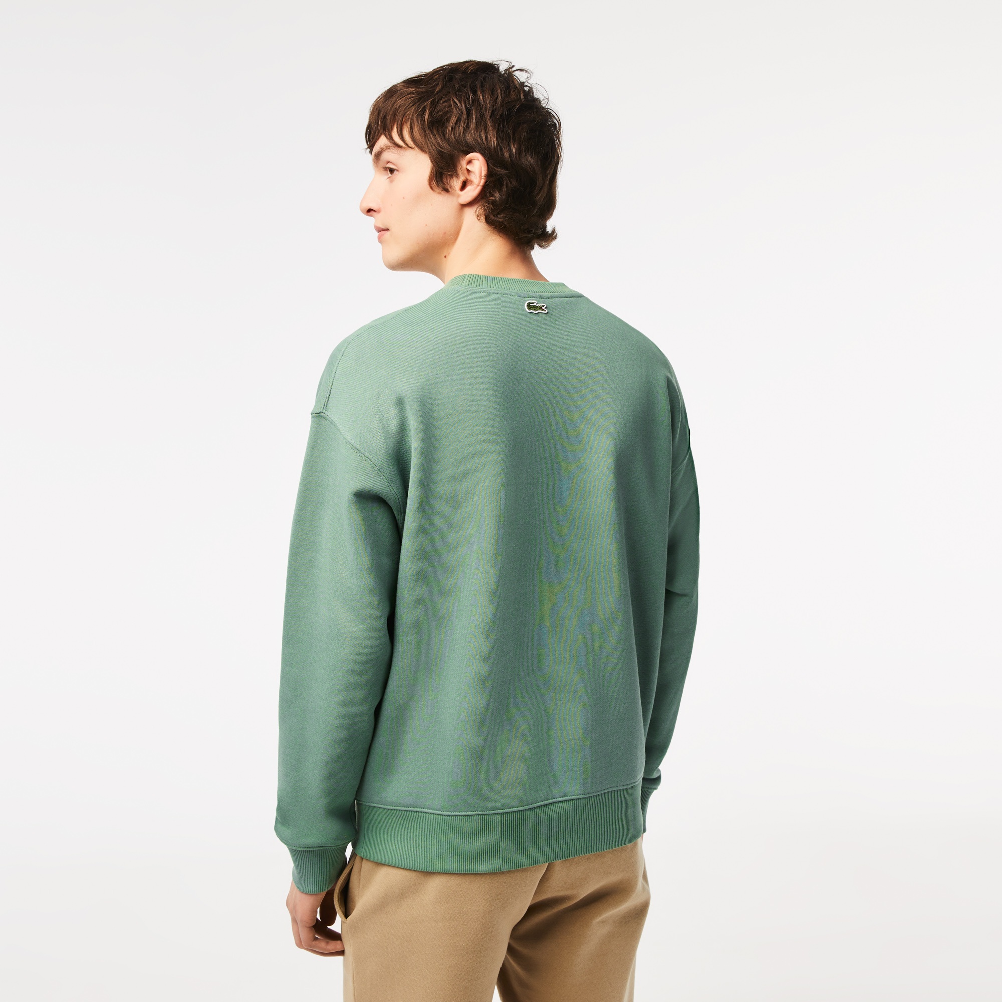 Lacoste Erkek Loose Fit Bisiklet Yaka Organik Pamuk Baskılı Yeşil Sweatshirt