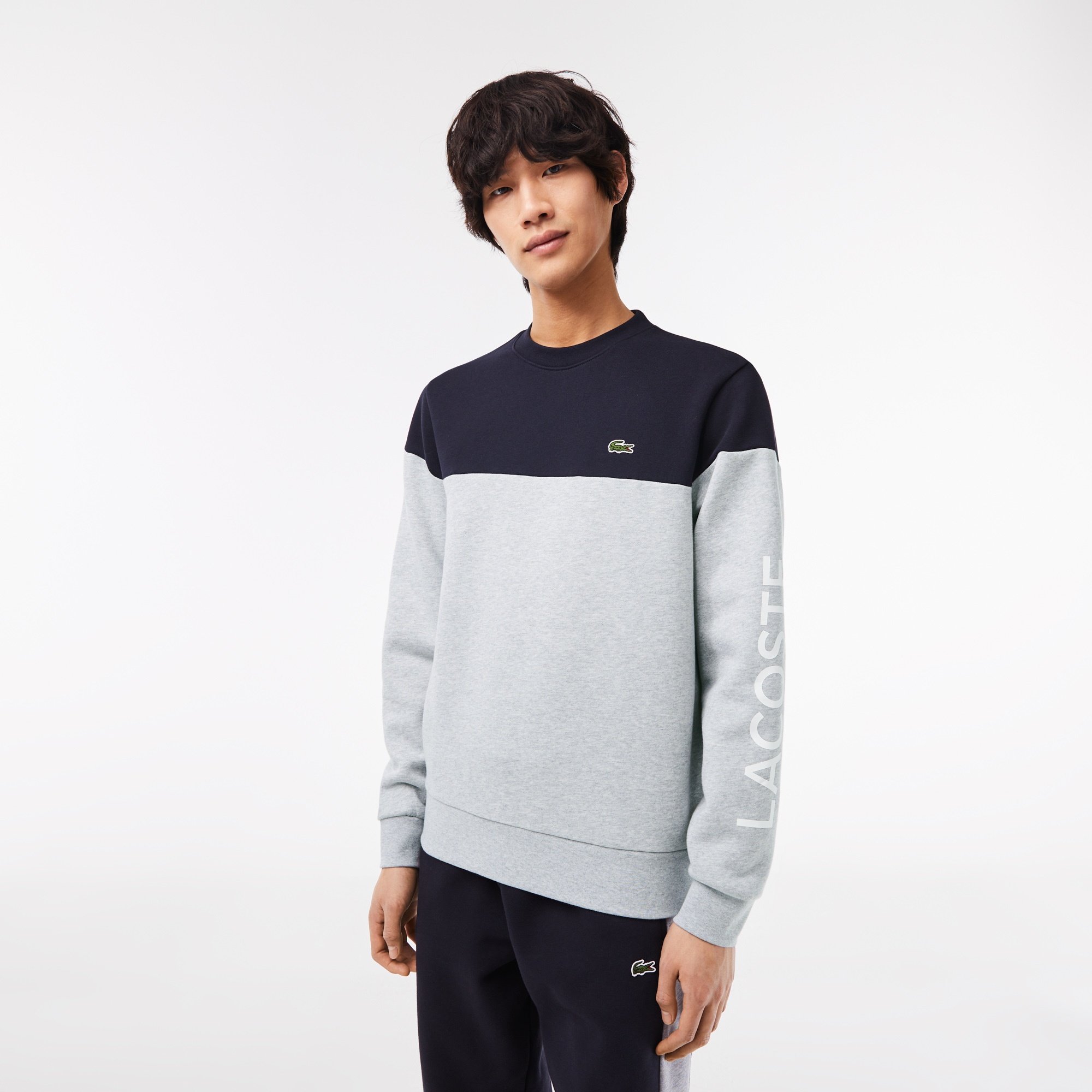 Lacoste Erkek Regular Fit Bisiklet Yaka Renk Bloklu Siyah Sweatshirt