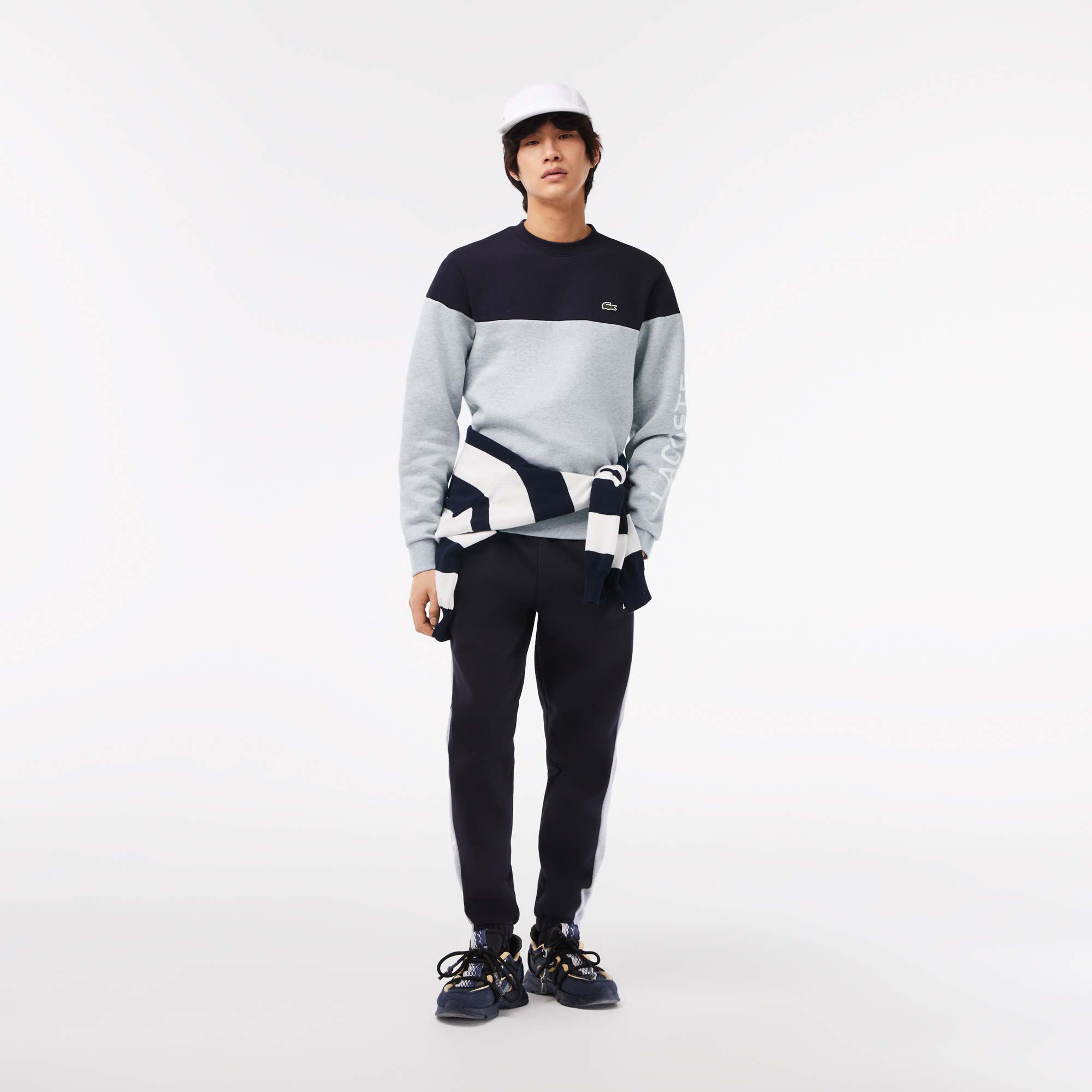 Lacoste Erkek Regular Fit Bisiklet Yaka Renk Bloklu Siyah Sweatshirt
