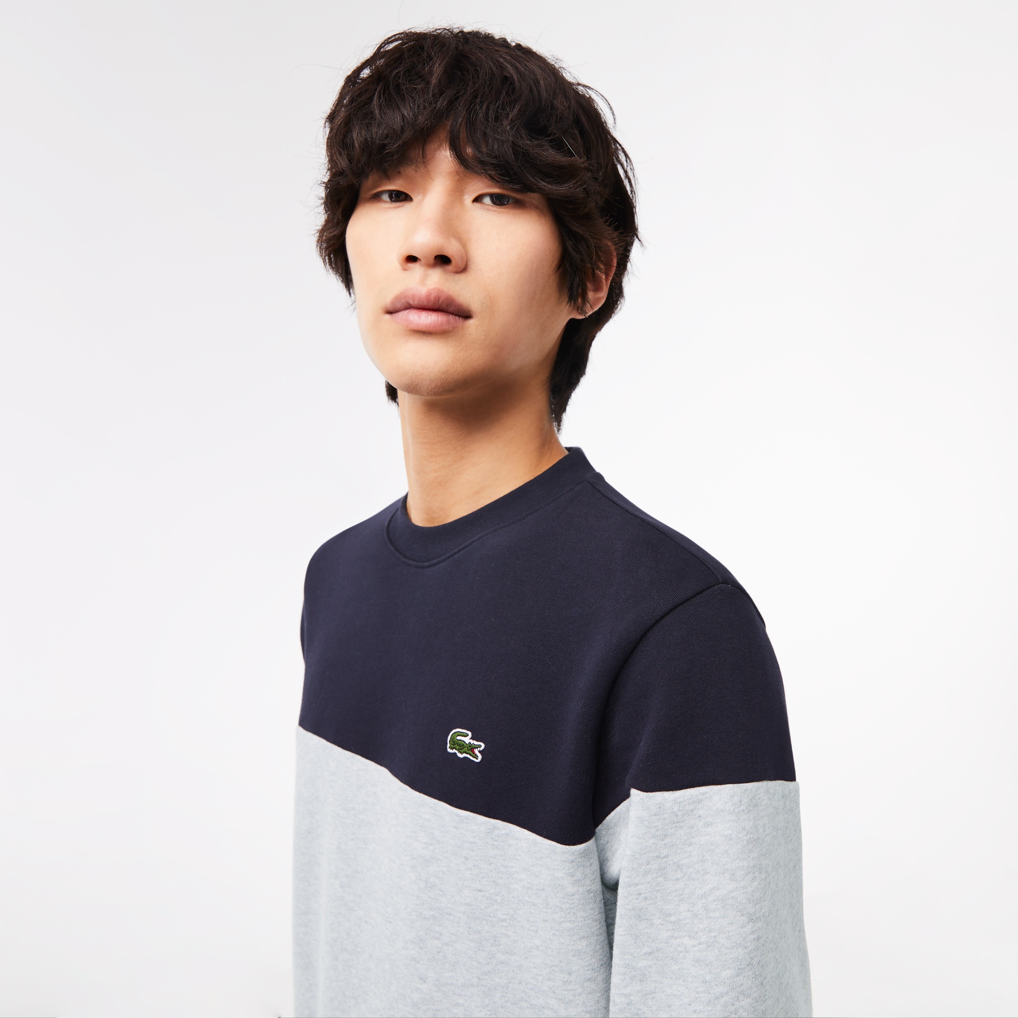 Lacoste Erkek Regular Fit Bisiklet Yaka Renk Bloklu Siyah Sweatshirt
