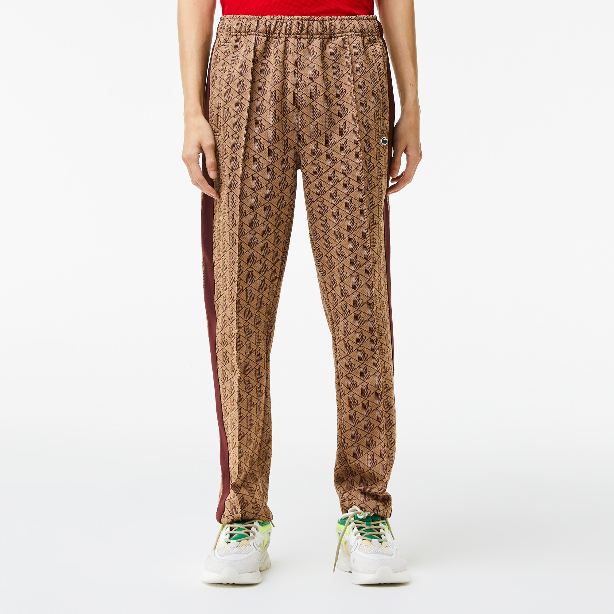 Lacoste Erkek Tapered Fit Monogram Kahverengi Eşofman Altı