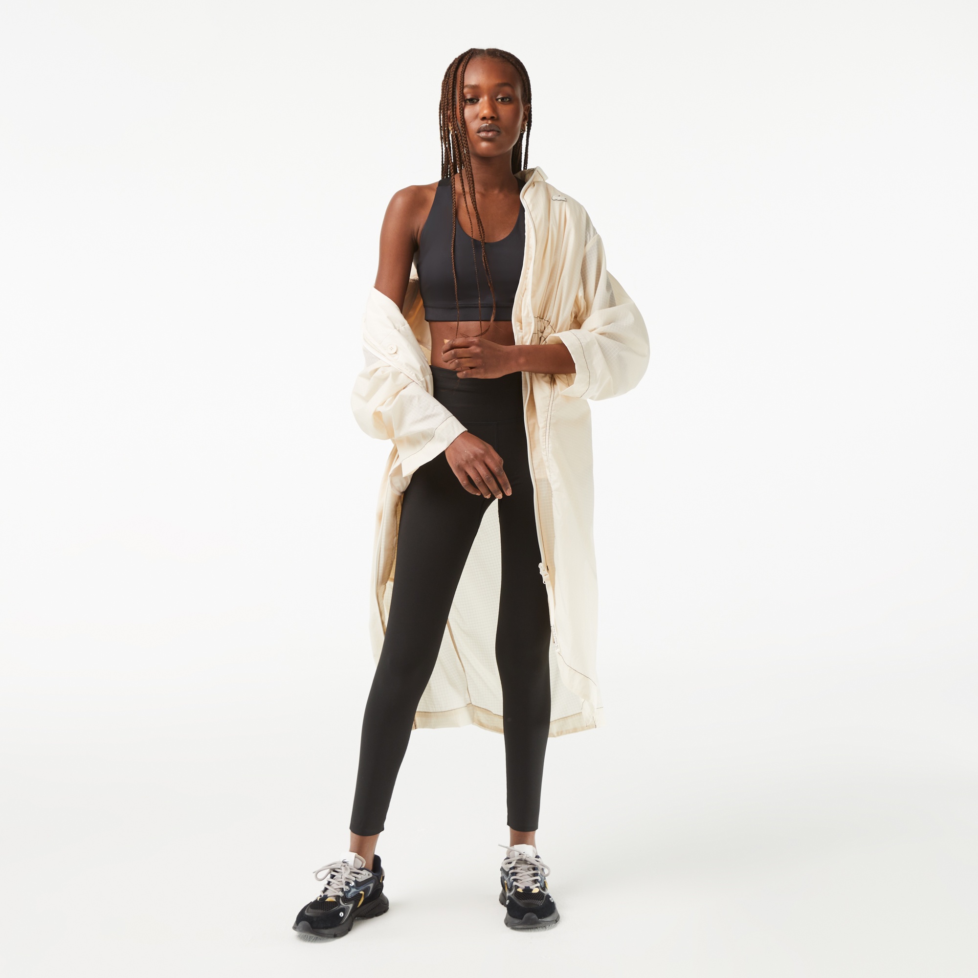 Lacoste SPORT Kadın Slim Fit Kolsuz Bisiklet Yaka Siyah Bra