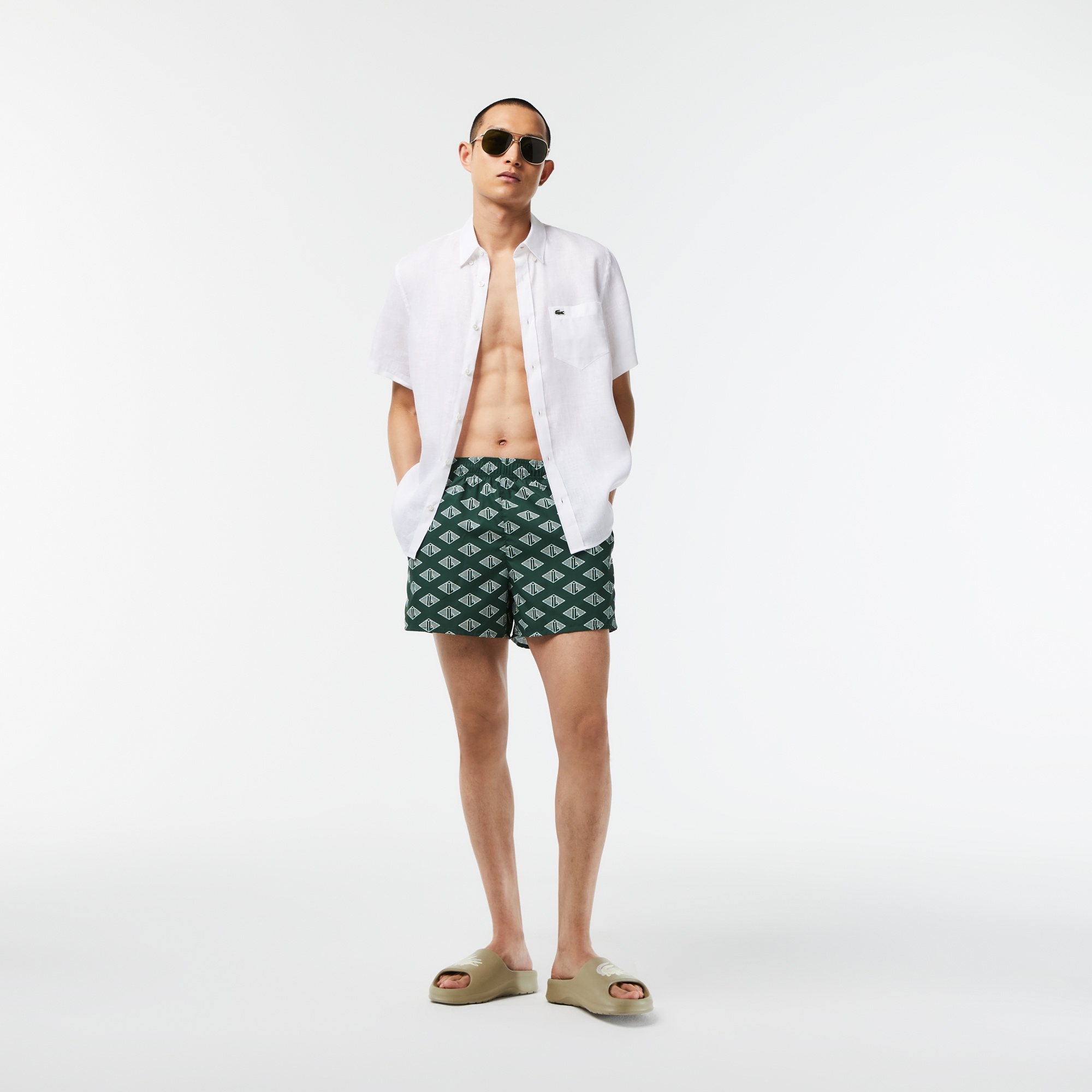 Lacoste Erkek Monogram Yeşil Mayo Şort