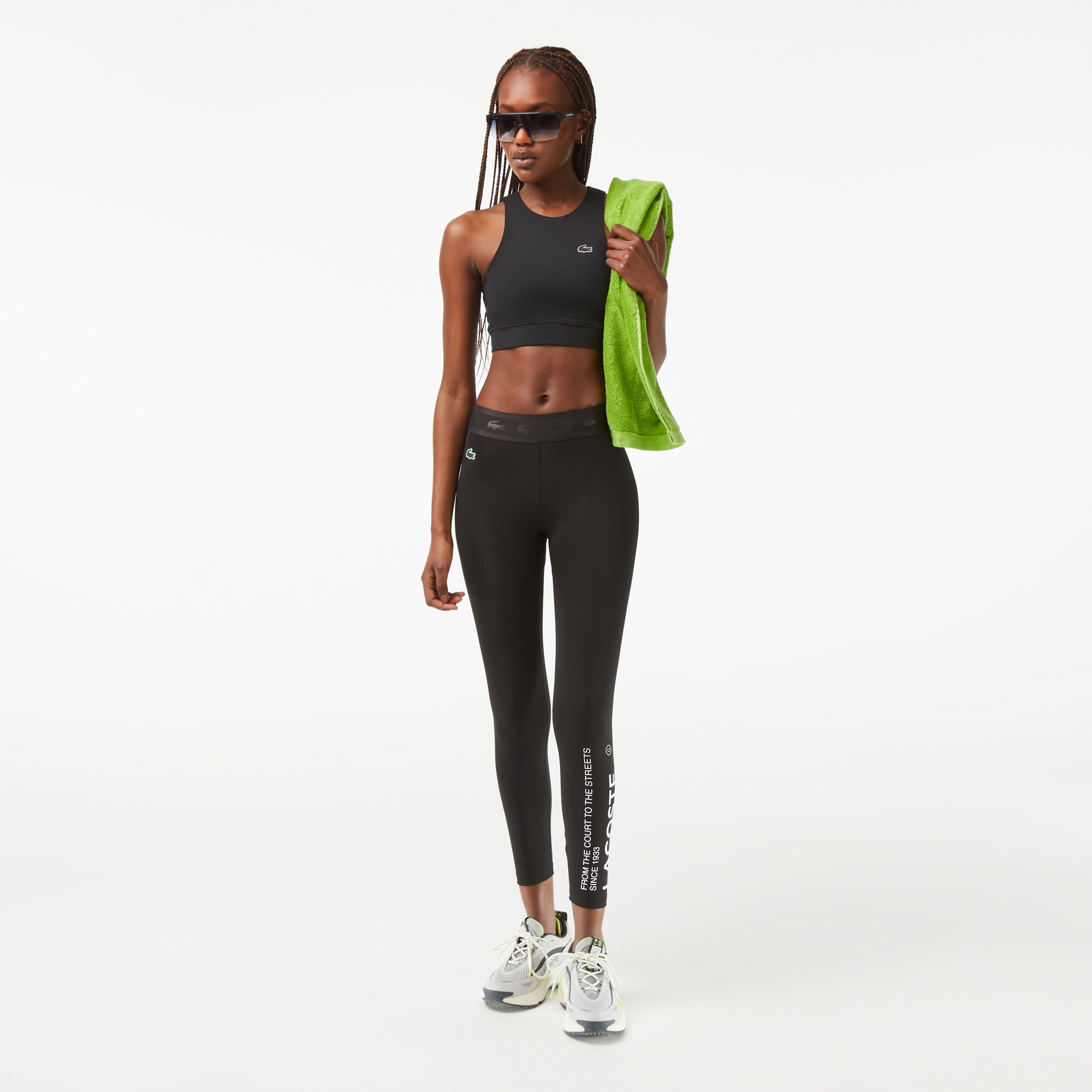 Lacoste SPORT Kadın Slim Fit Baskılı Siyah Tayt