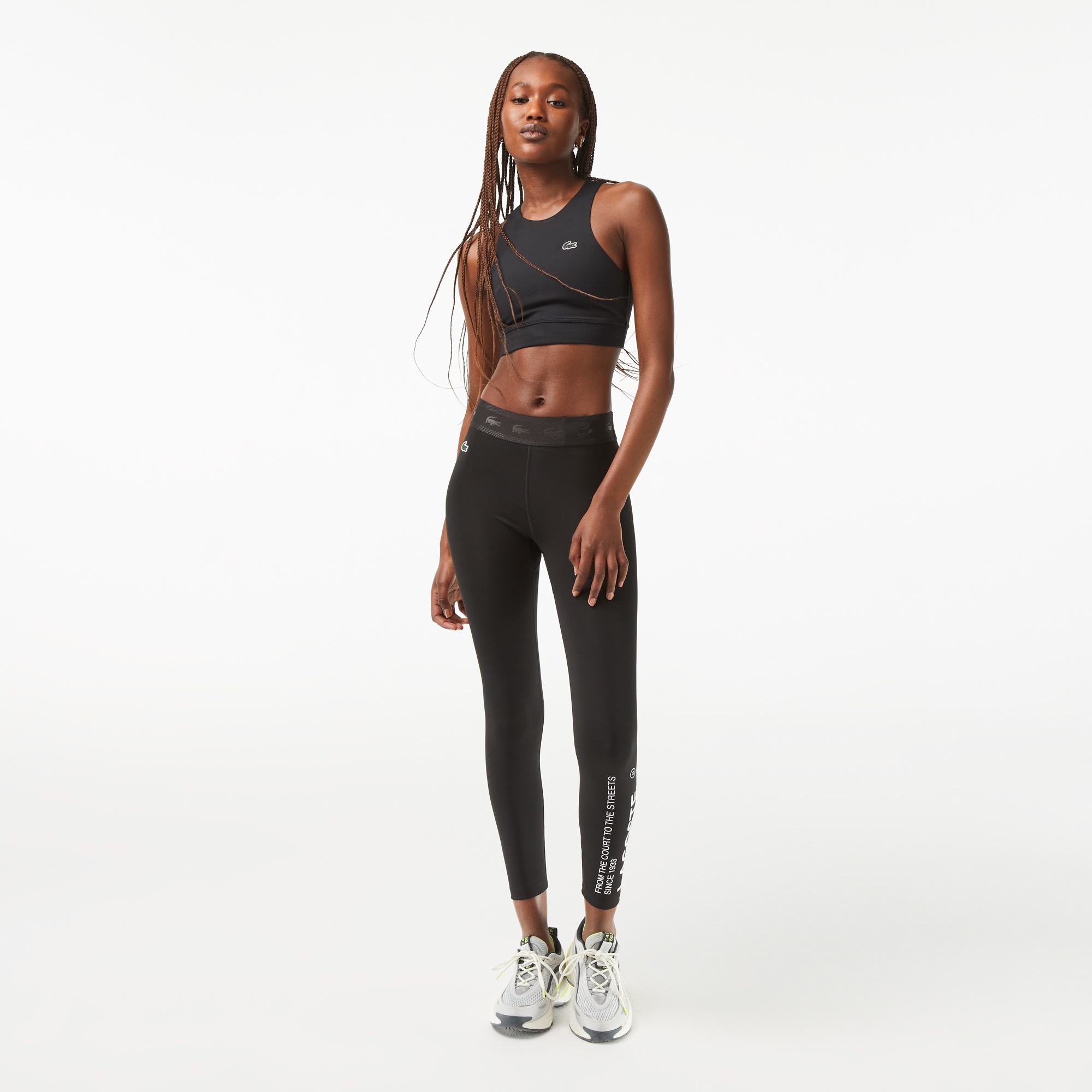 Lacoste SPORT Kadın Slim Fit Baskılı Siyah Tayt