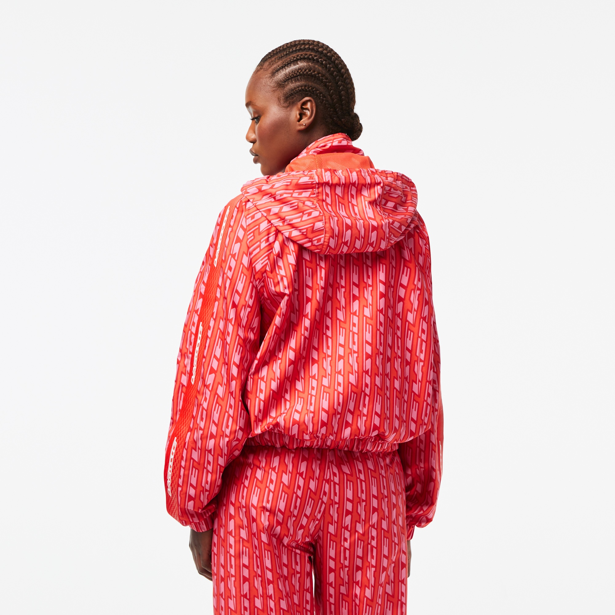 Lacoste Active Kadın Kapüşonlu Baskılı Kırmızı Ceket