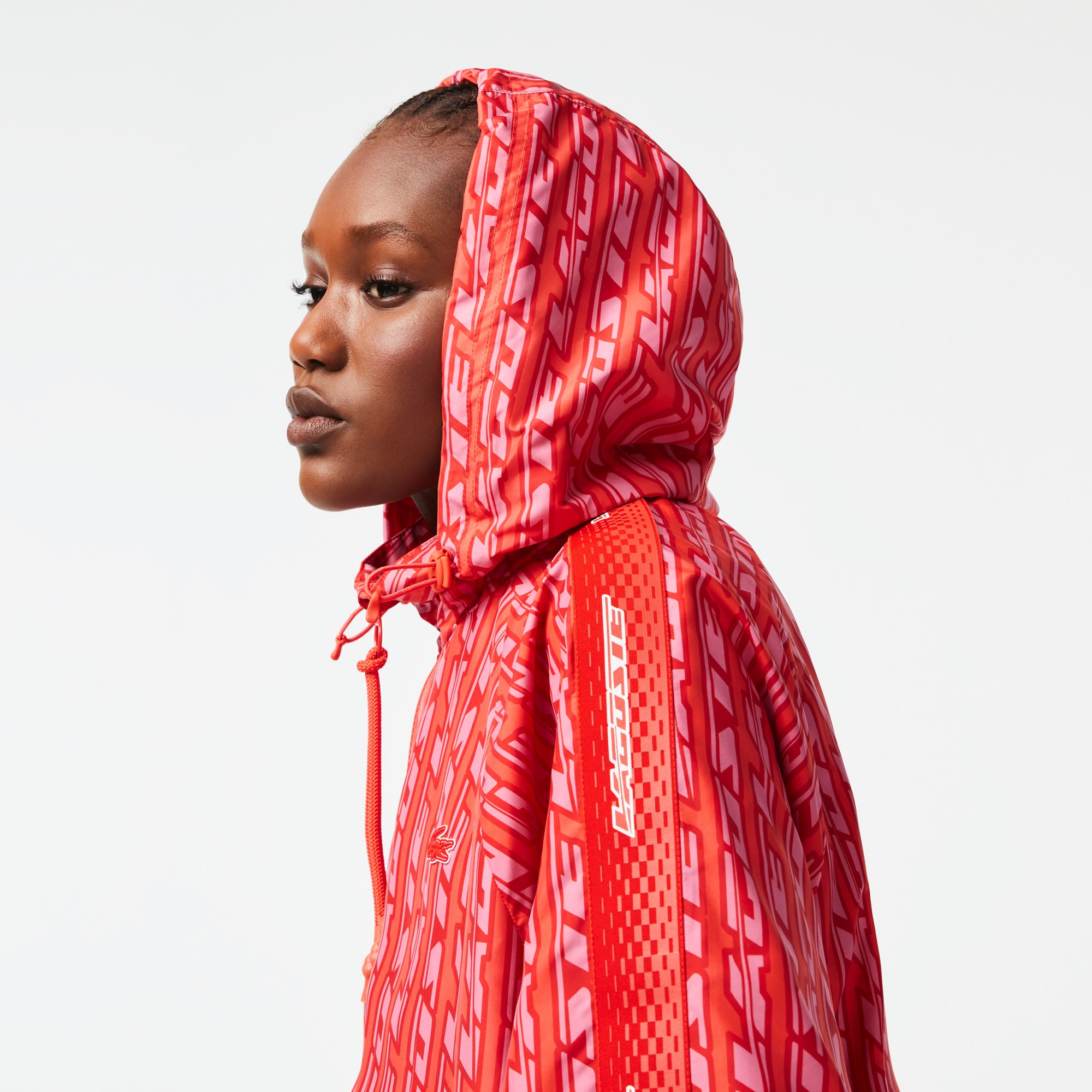 Lacoste Active Kadın Kapüşonlu Baskılı Kırmızı Ceket