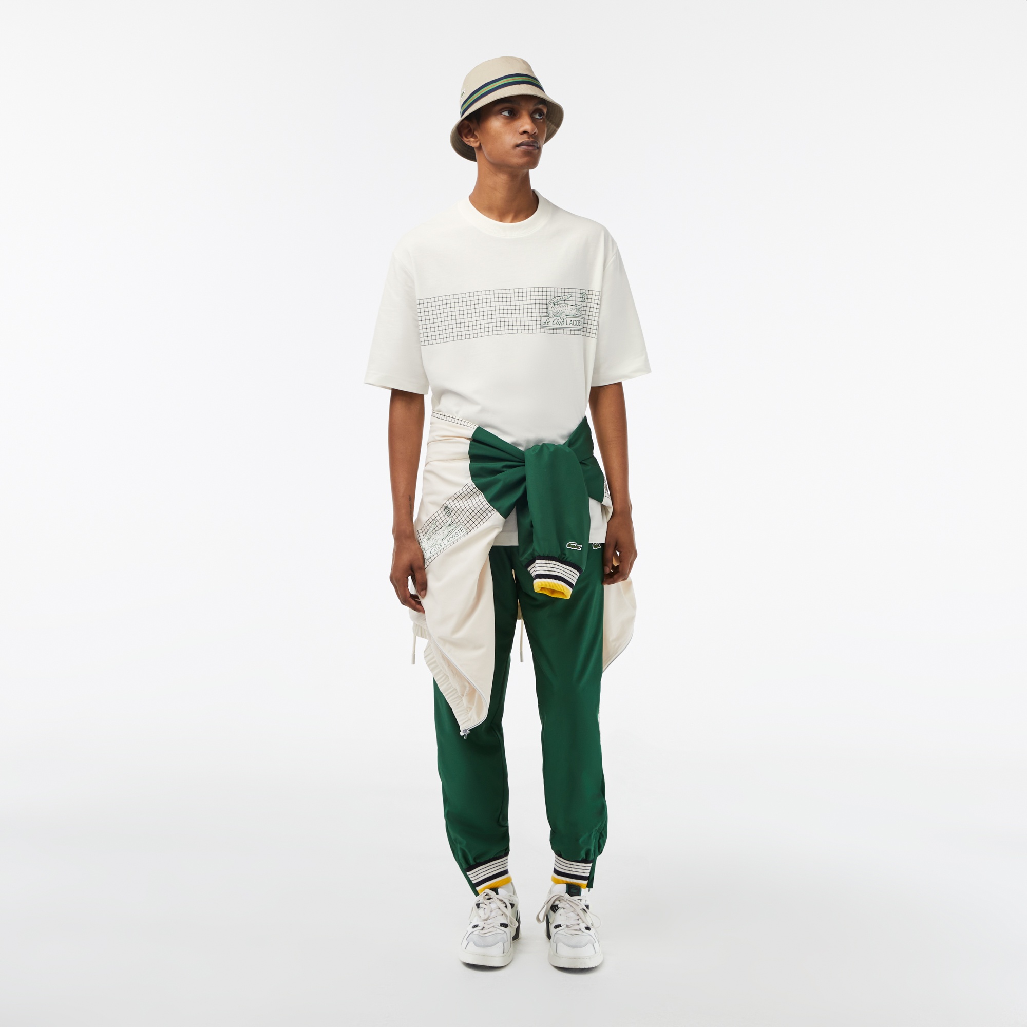 Lacoste Erkek Loose Fit Bisiklet Yaka Organik Pamuk Baskılı Beyaz T-Shirt