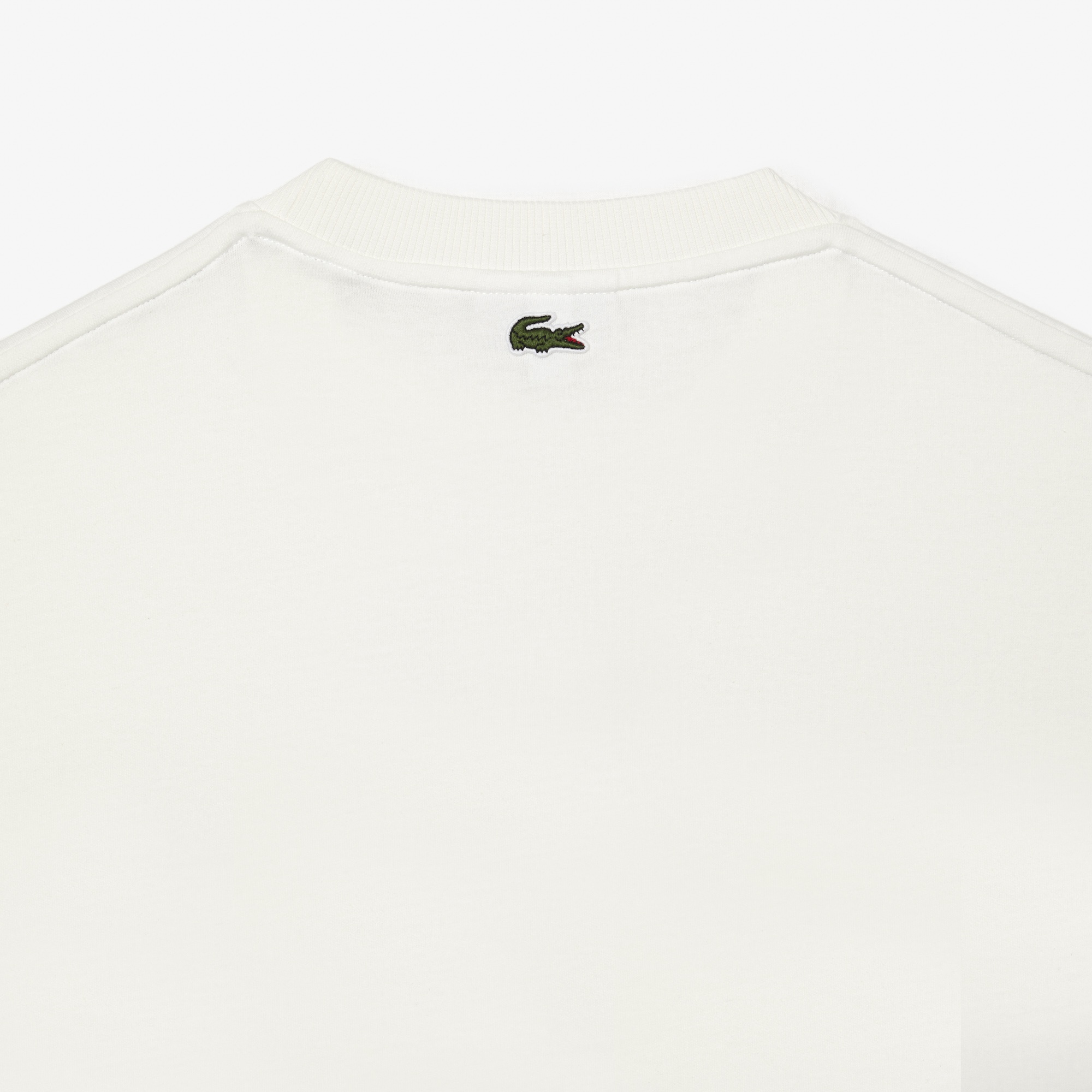 Lacoste Erkek Loose Fit Bisiklet Yaka Organik Pamuk Baskılı Beyaz T-Shirt