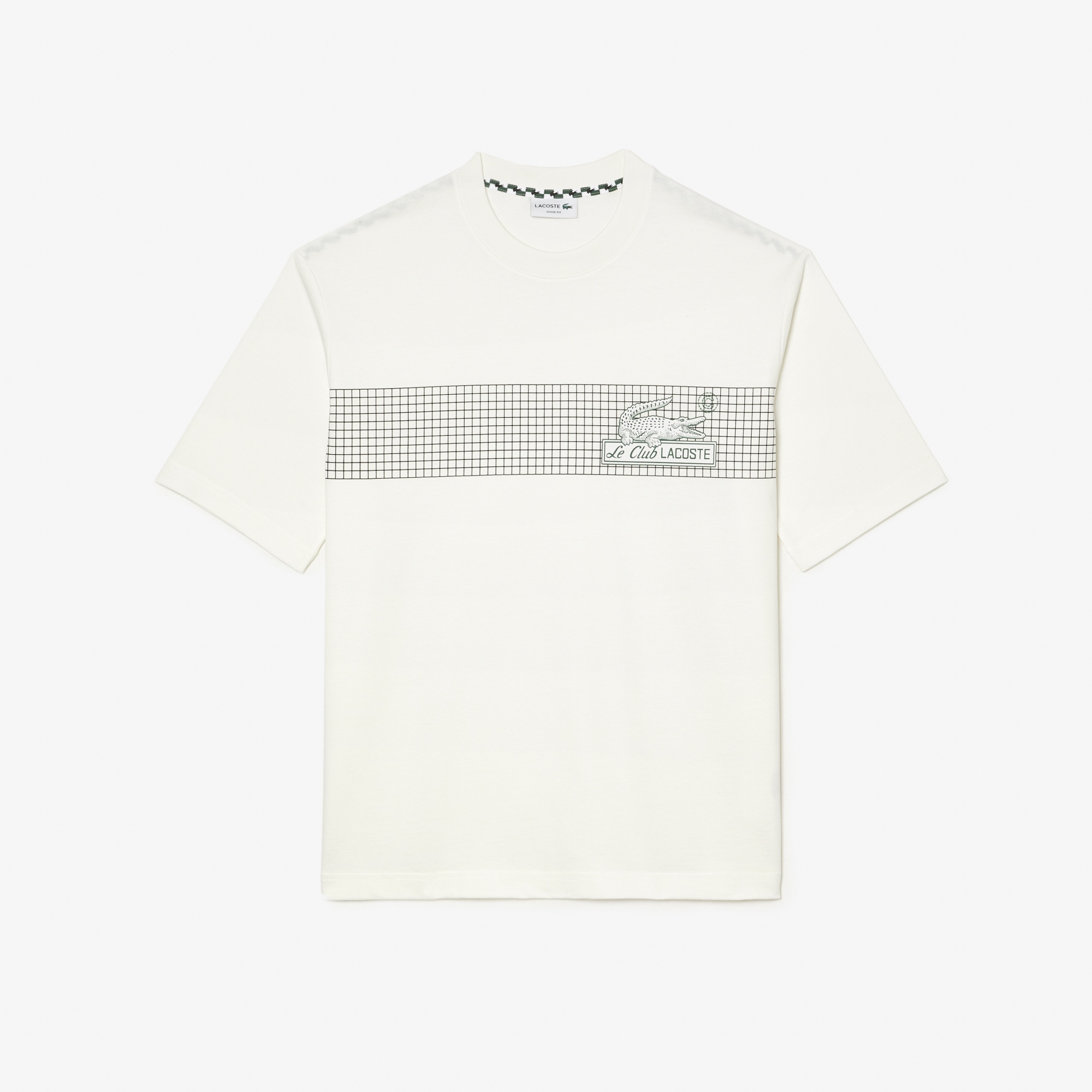Lacoste Erkek Loose Fit Bisiklet Yaka Organik Pamuk Baskılı Beyaz T-Shirt