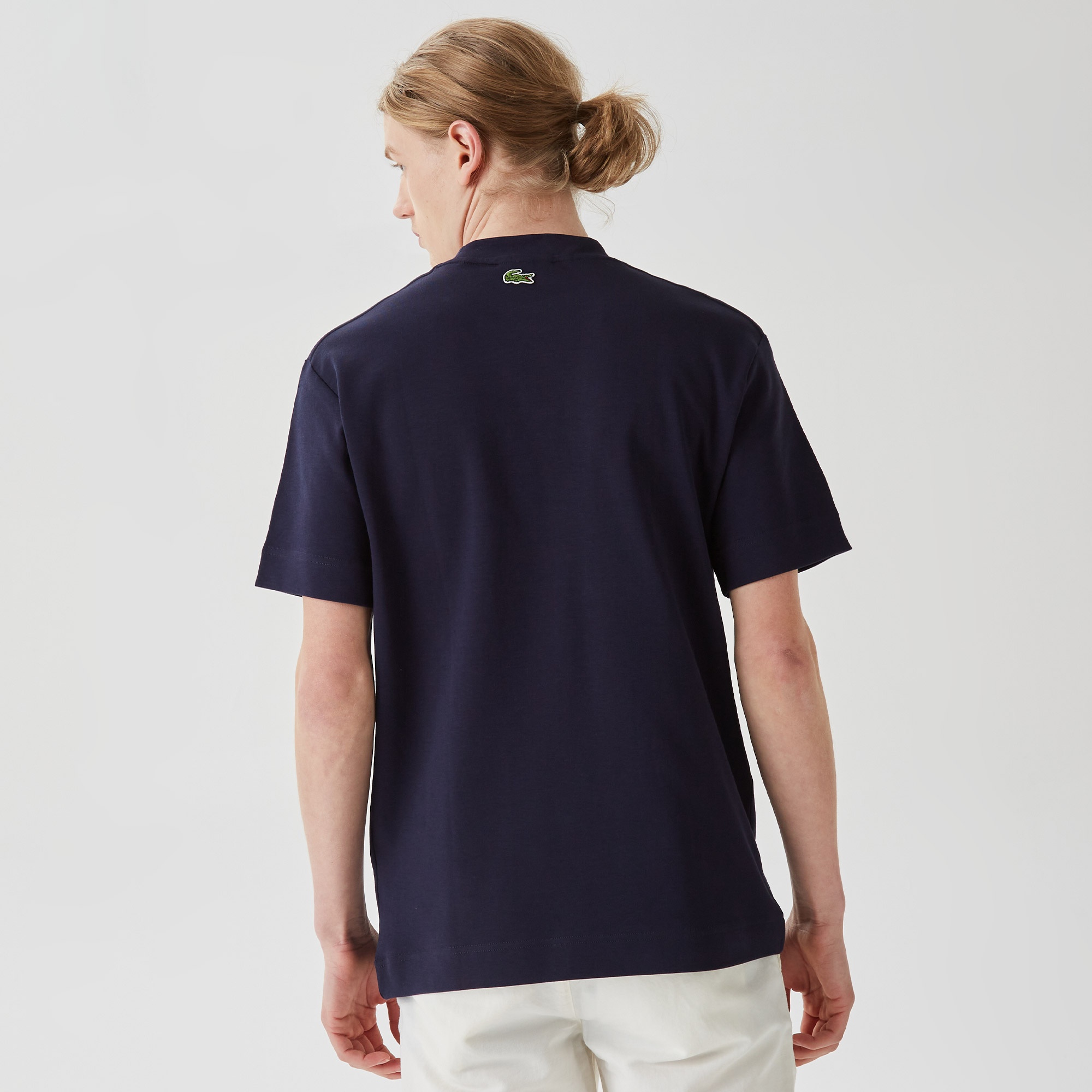 Lacoste Erkek Relaxed Fit Bisiklet Yaka Baskılı Lacivert T-Shirt