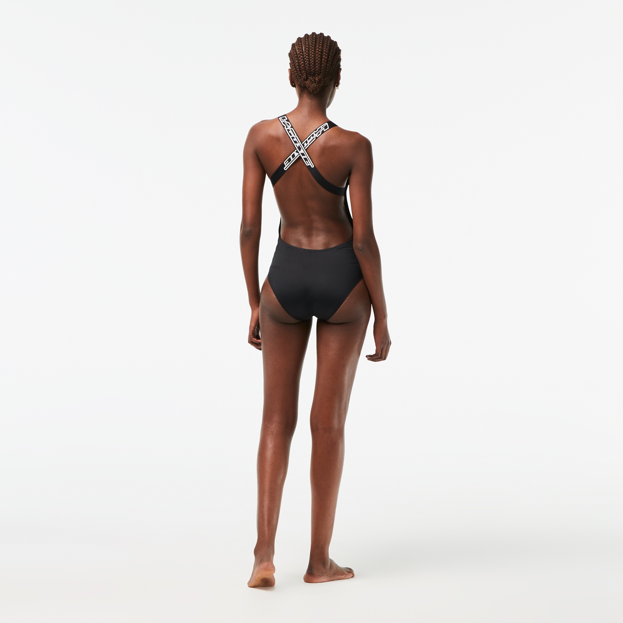 Lacoste Kadın Baskılı Siyah Mayo