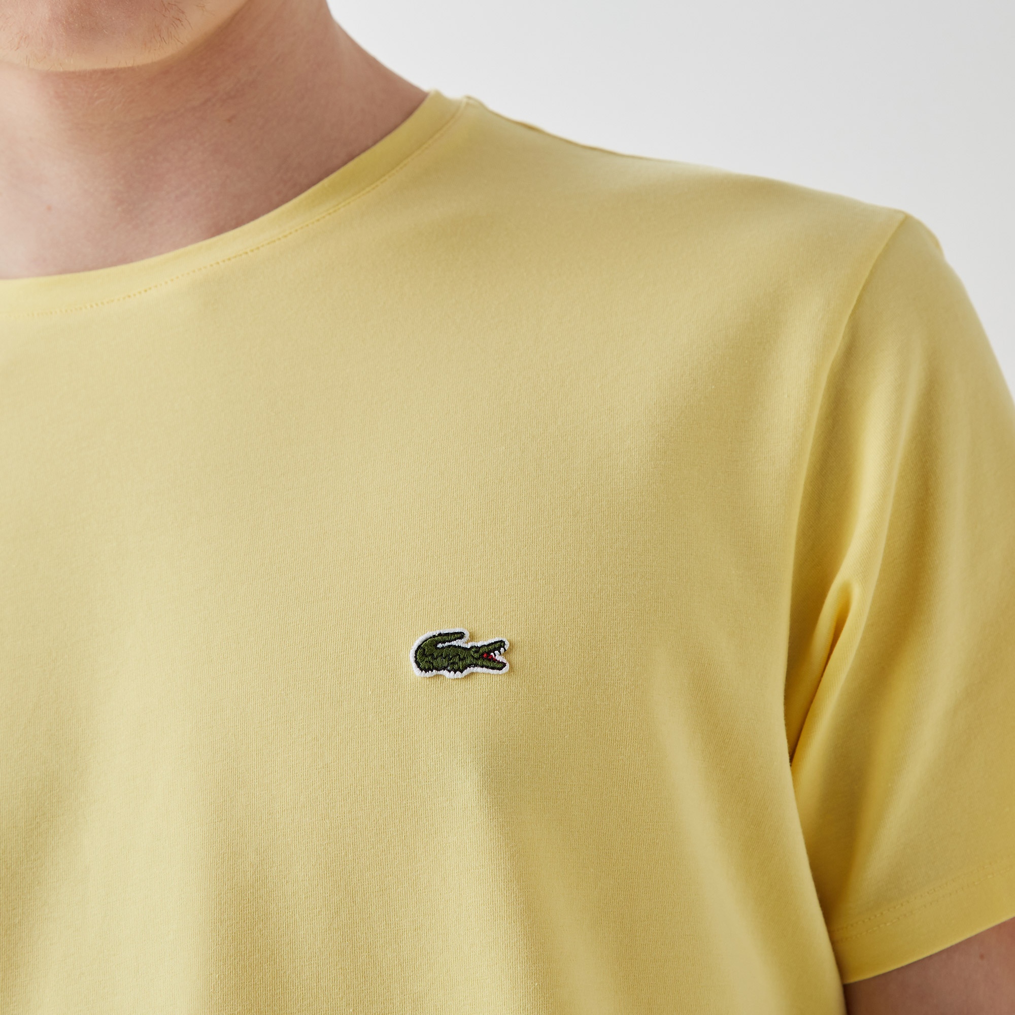 Lacoste Erkek Slim Fit Bisiklet Yaka Sarı T-Shirt