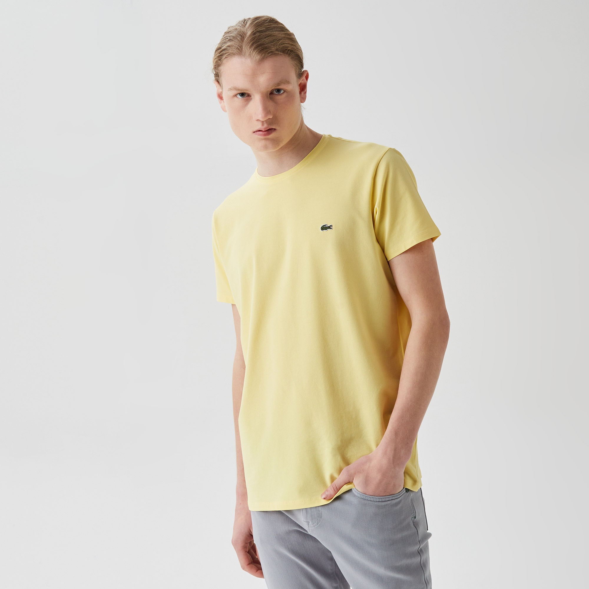 Lacoste Erkek Slim Fit Bisiklet Yaka Sarı T-Shirt
