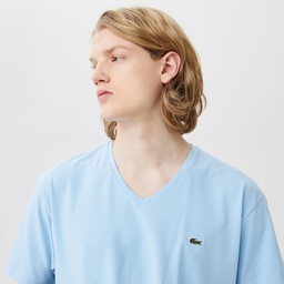 Lacoste Erkek Slim Fit V Yaka Açık Mavi T-Shirt Mavi