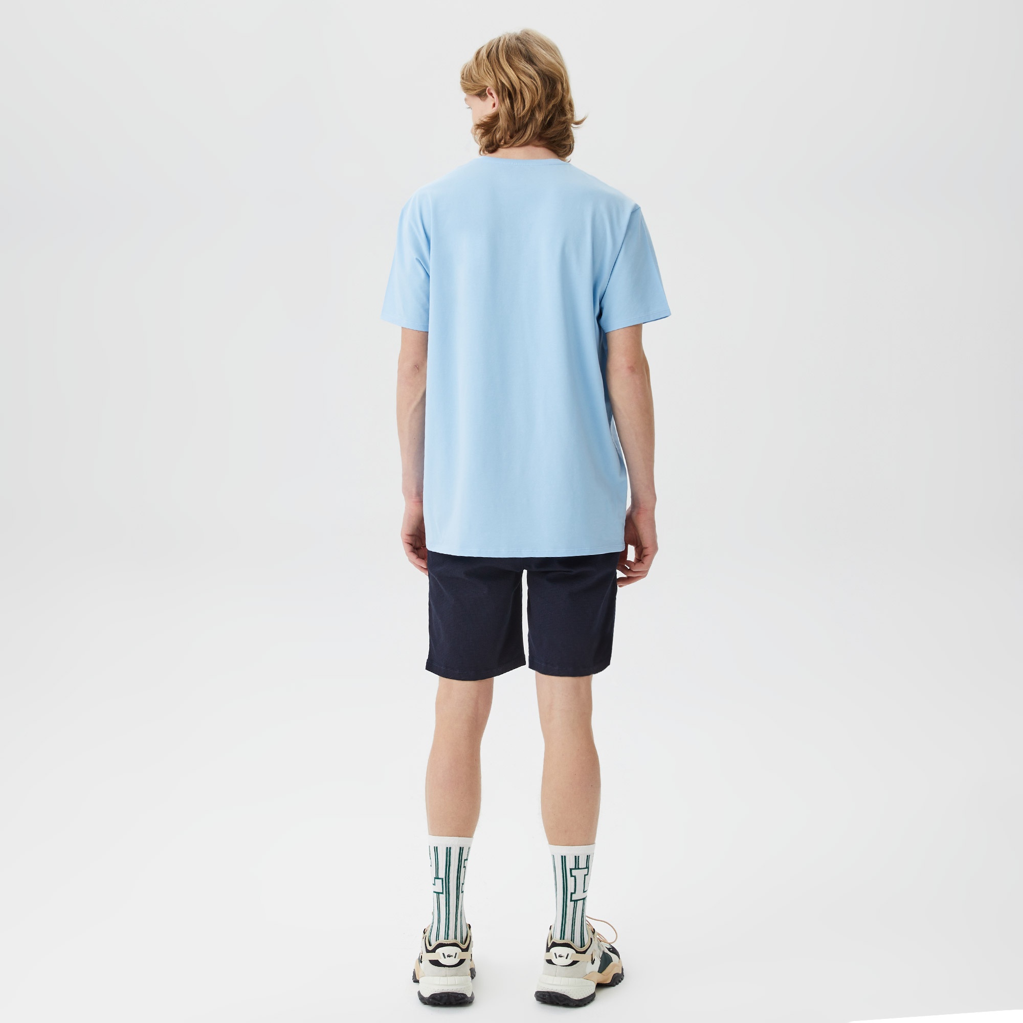 Lacoste Erkek Slim Fit V Yaka Açık Mavi T-Shirt