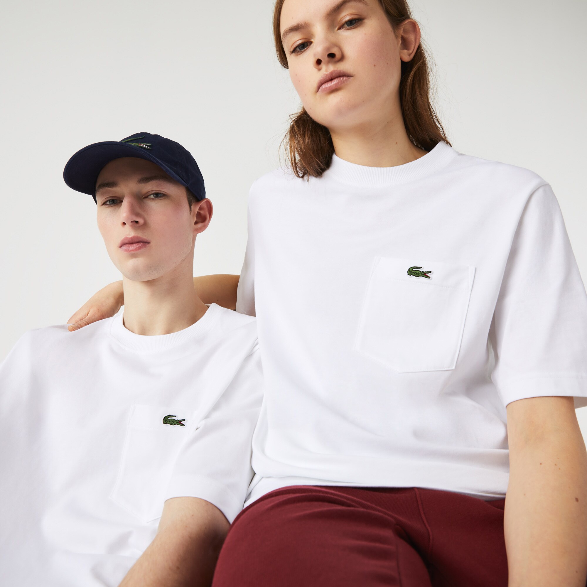 Lacoste L!VE Unisex Loose Fit Bisiklet Yaka Baskılı Beyaz T-Shirt