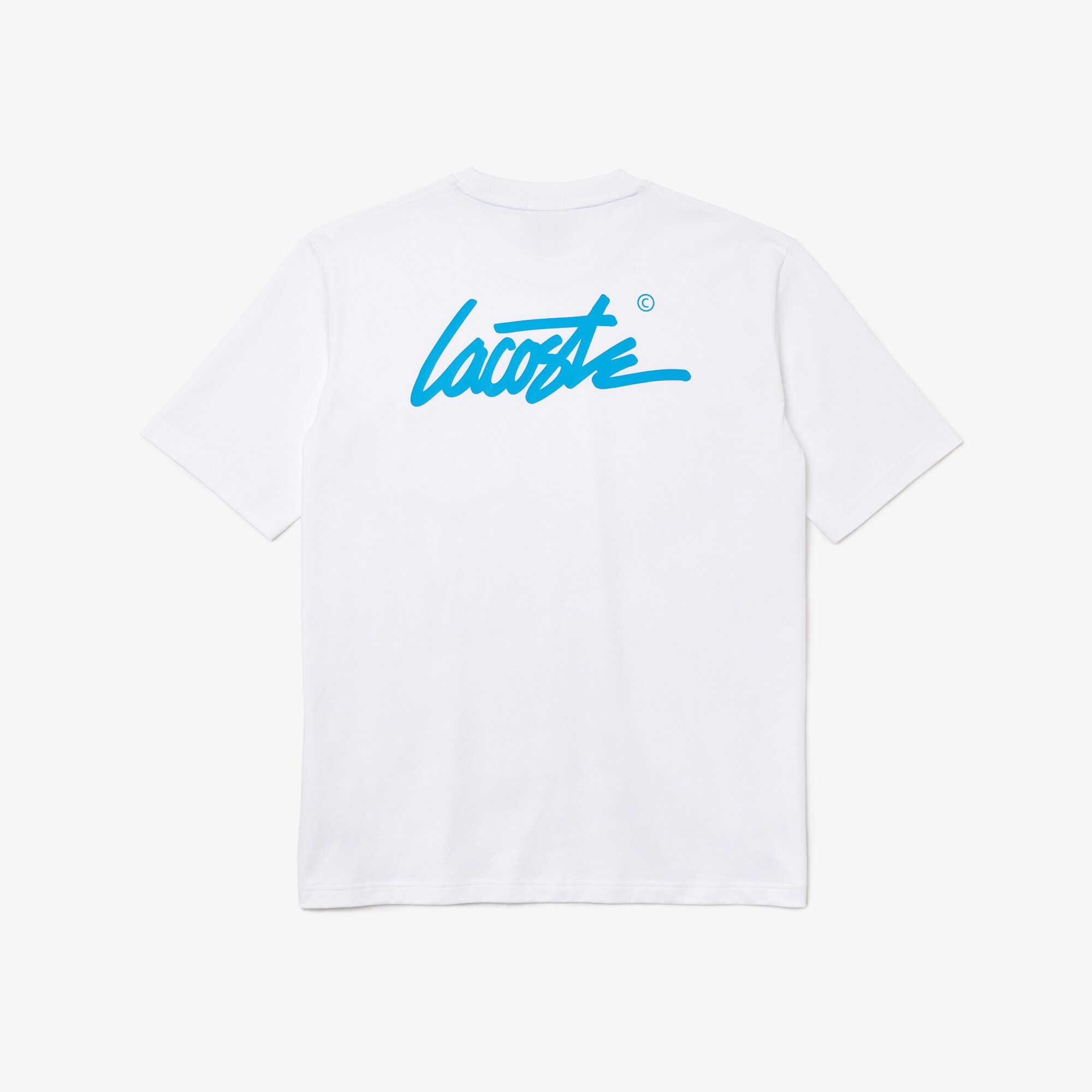 Lacoste L!VE Unisex Loose Fit Bisiklet Yaka Baskılı Beyaz T-Shirt