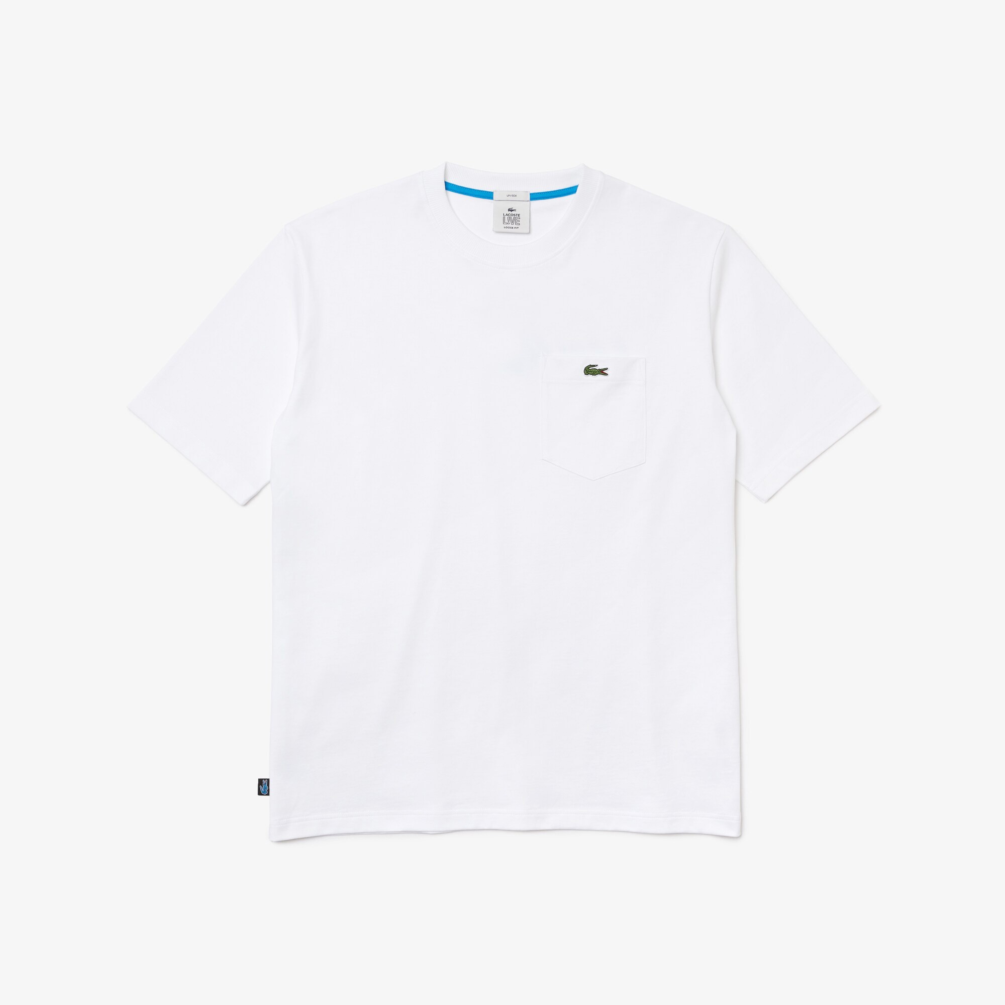 Lacoste L!VE Unisex Loose Fit Bisiklet Yaka Baskılı Beyaz T-Shirt