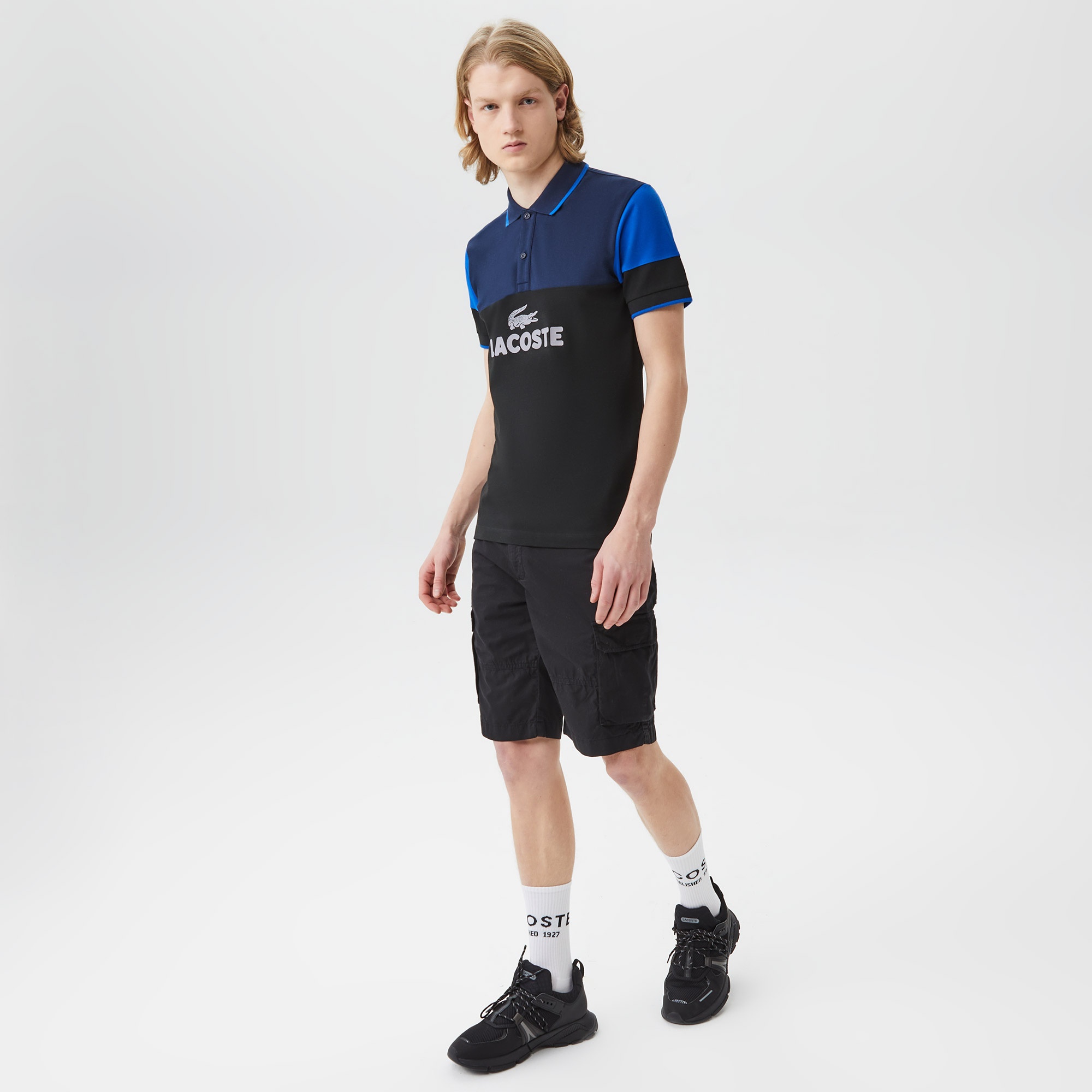 Lacoste Erkek Slim Fit Renk Bloklu Siyah Polo