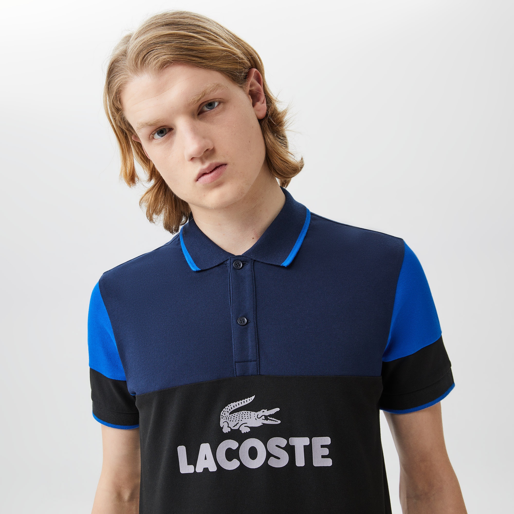 Lacoste Erkek Slim Fit Renk Bloklu Siyah Polo
