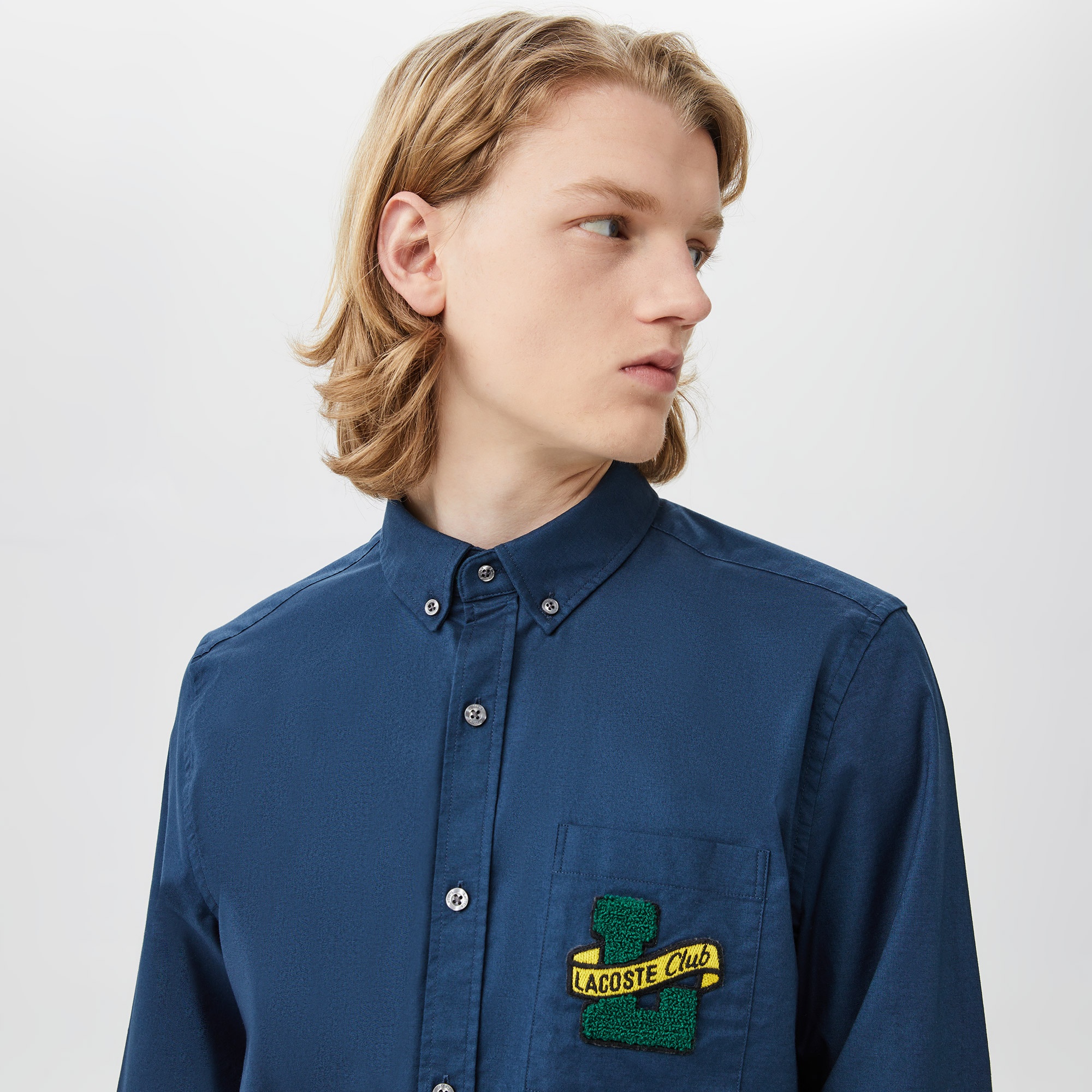 Lacoste Erkek Slim Fit Düğmeli Yaka Lacivert Gömlek